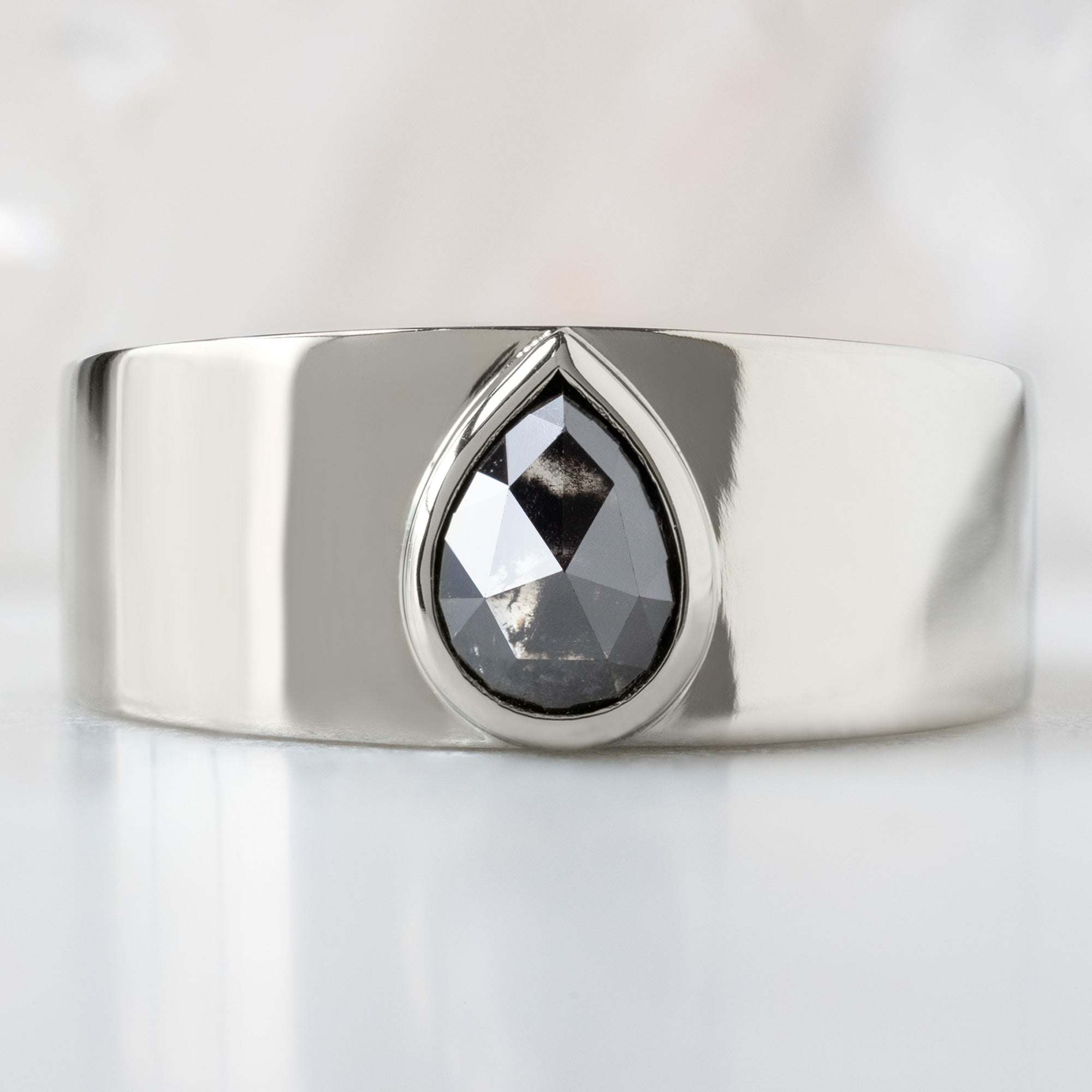 Alexis Russell  Engagement Rings The Cigar Ring | .90ct Pear Black Diamond in 14K White Gold