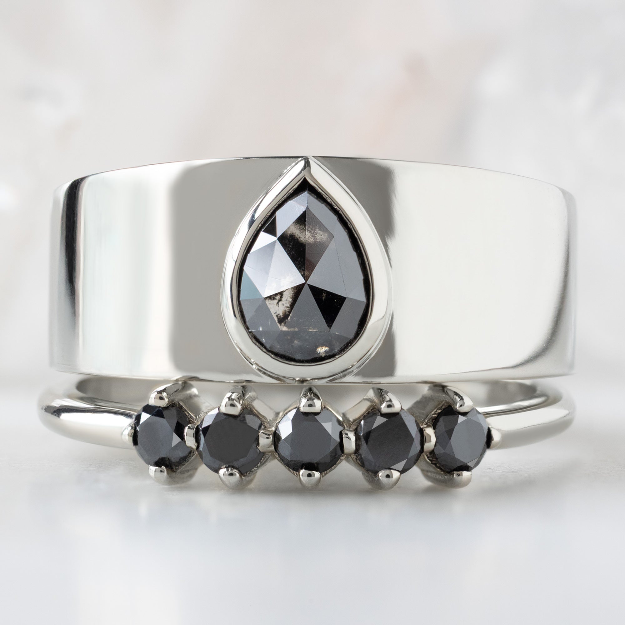 Alexis Russell  Engagement Rings The Cigar Ring | .90ct Pear Black Diamond in 14K White Gold