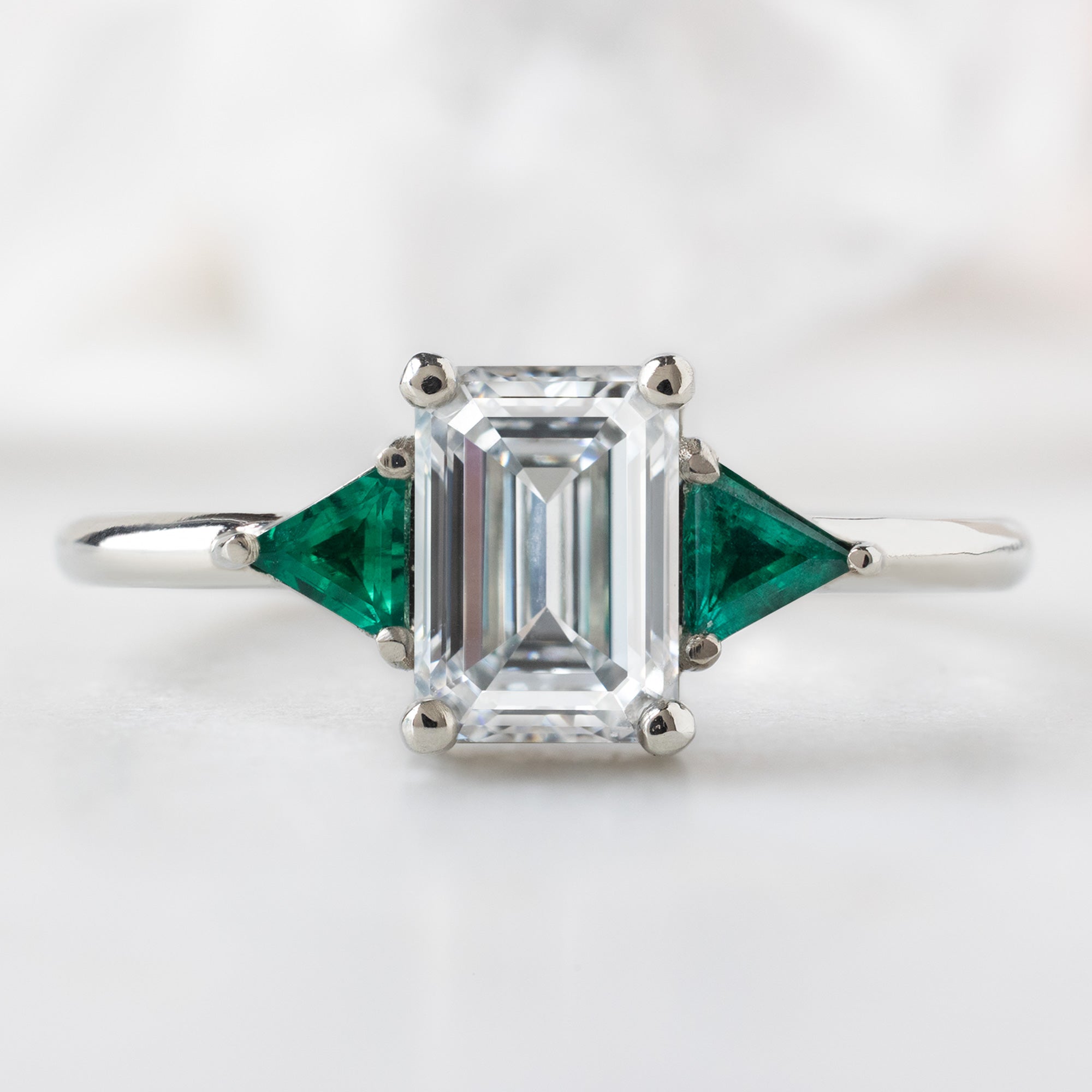 Alexis Russell  Engagement Rings The Jade Ring | 1.02ct Lab Grown Emerald Cut White Diamond in 14K White Gold