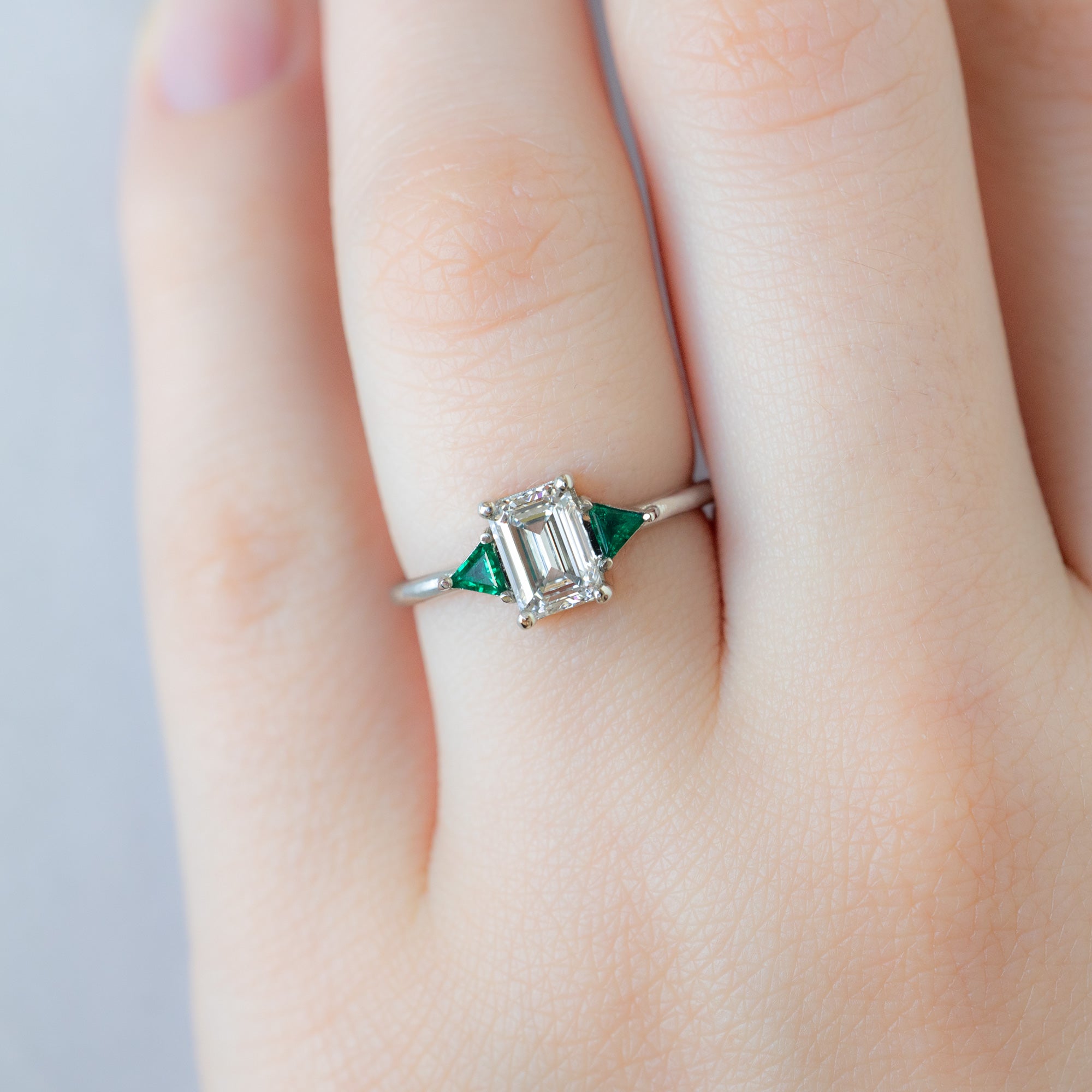 Alexis Russell  Engagement Rings The Jade Ring | 1.02ct Lab Grown Emerald Cut White Diamond in 14K White Gold