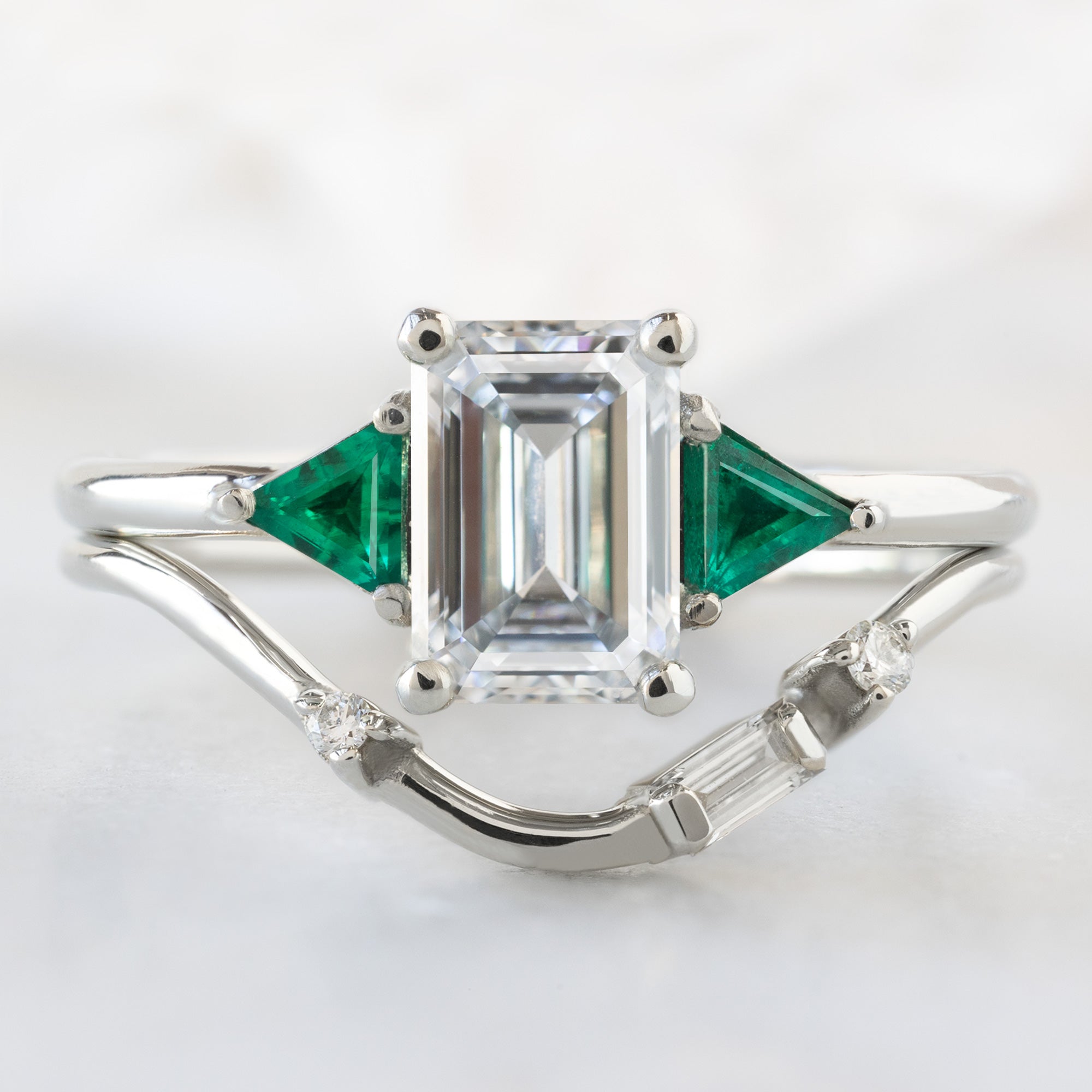 Alexis Russell  Engagement Rings The Jade Ring | 1.02ct Lab Grown Emerald Cut White Diamond in 14K White Gold