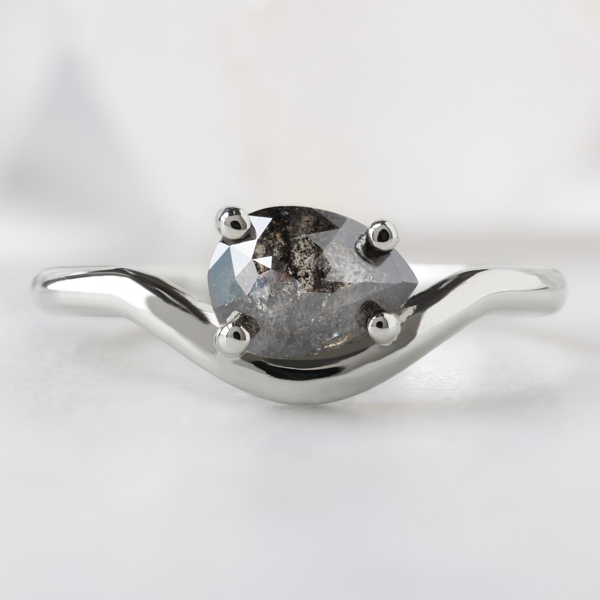 Alexis Russell  Engagement Rings The Wave Ring | .83ct Pear Black Diamond in 14K White Gold