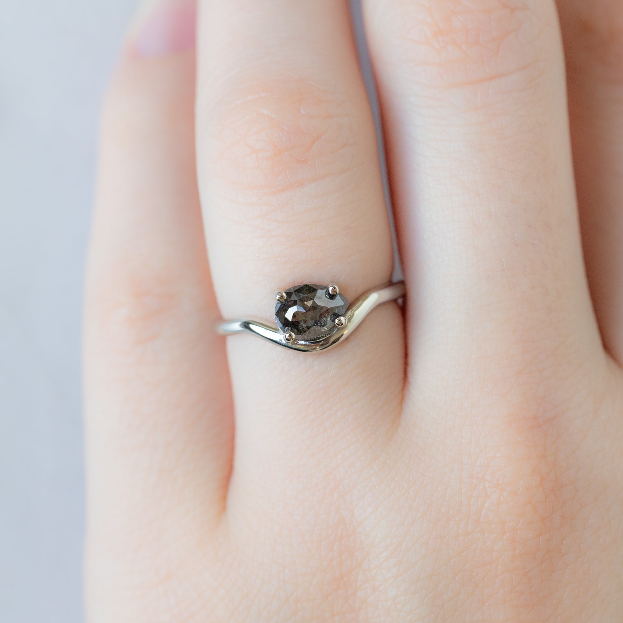 Alexis Russell  Engagement Rings The Wave Ring | .83ct Pear Black Diamond in 14K White Gold