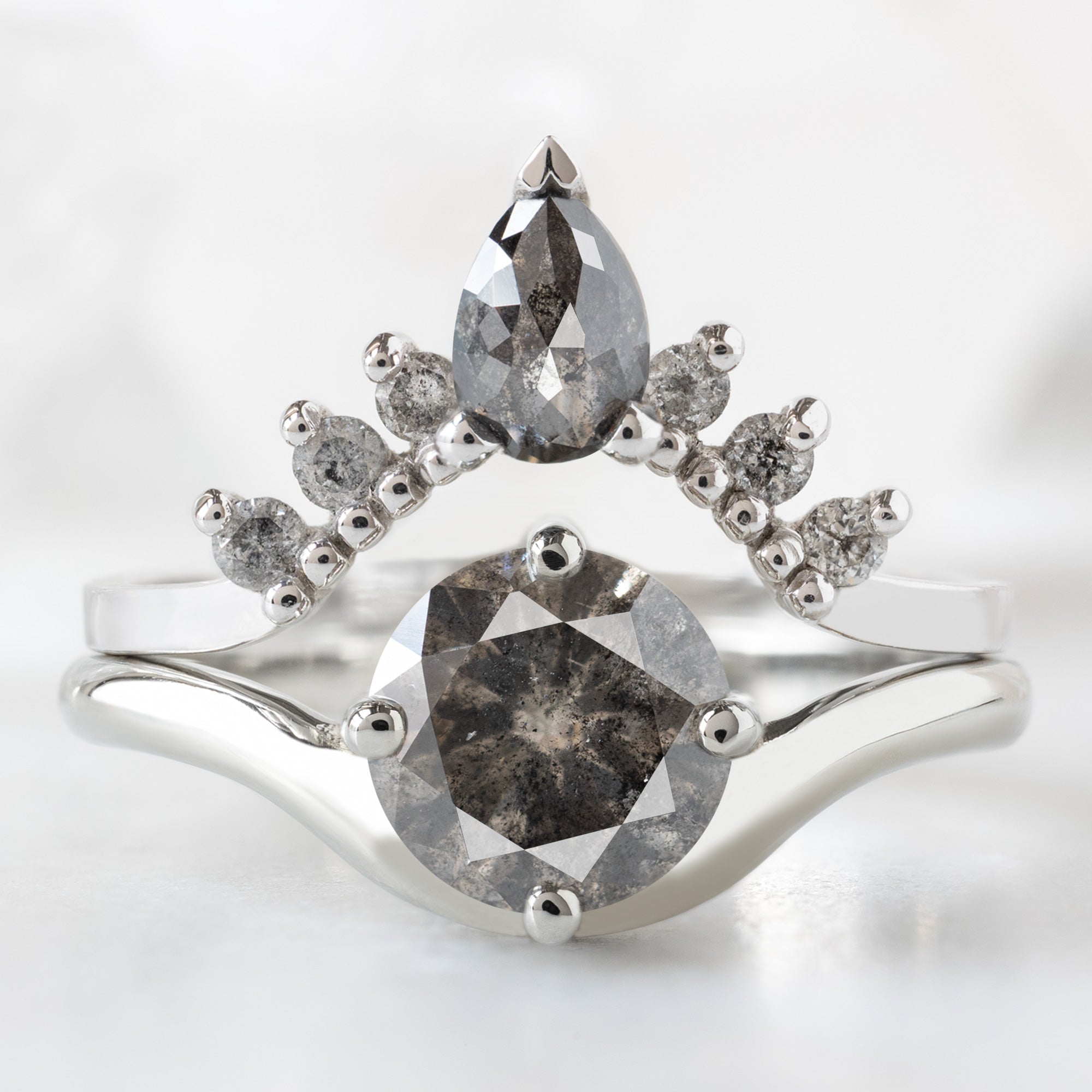 Alexis Russell  Engagement Rings The Wave Ring | .95ct Round Salt and Pepper Diamond in 14K White Gold