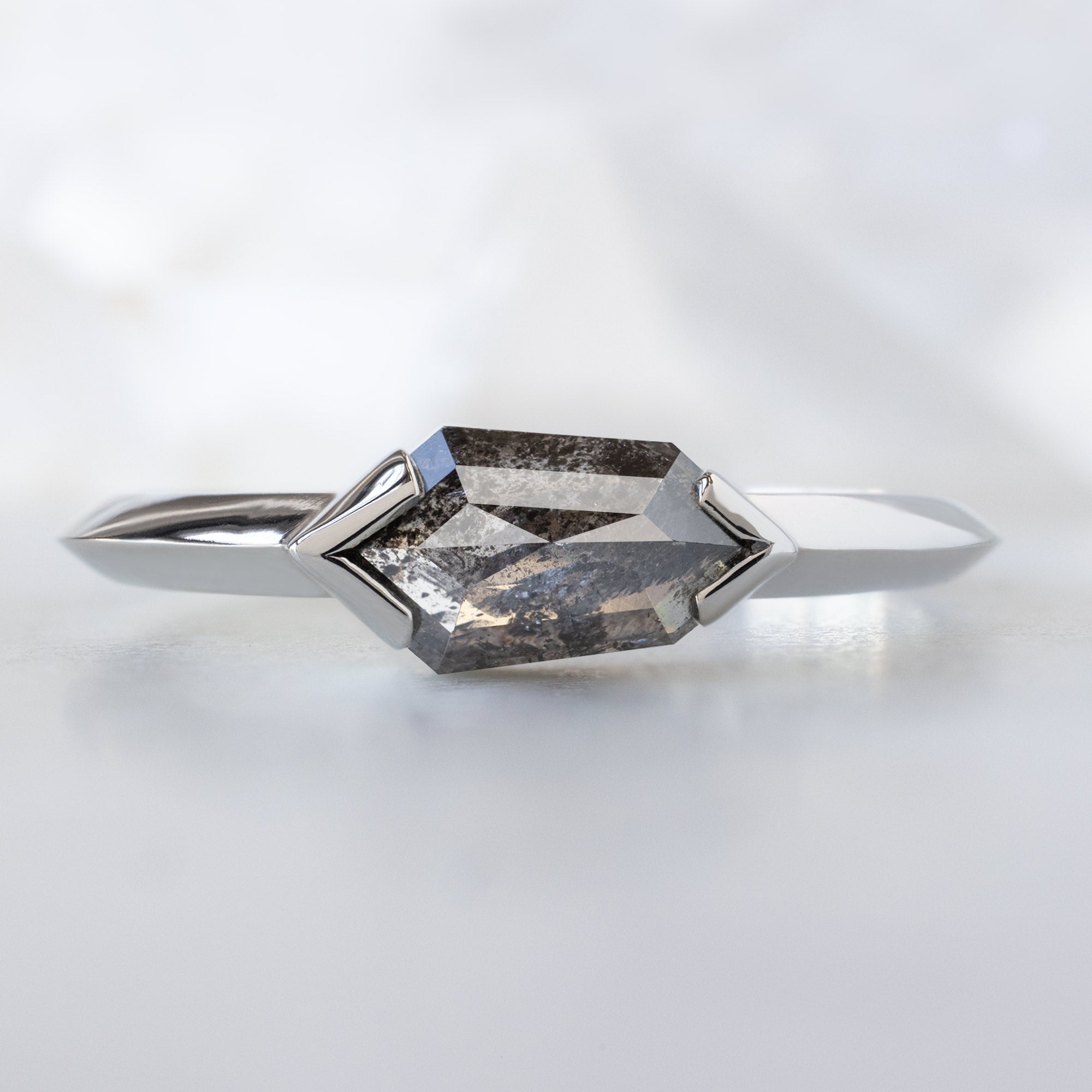 Alexis Russell  Engagement Rings The Sage Ring | .83ct Geometric Salt and Pepper Diamond in 14K White Gold