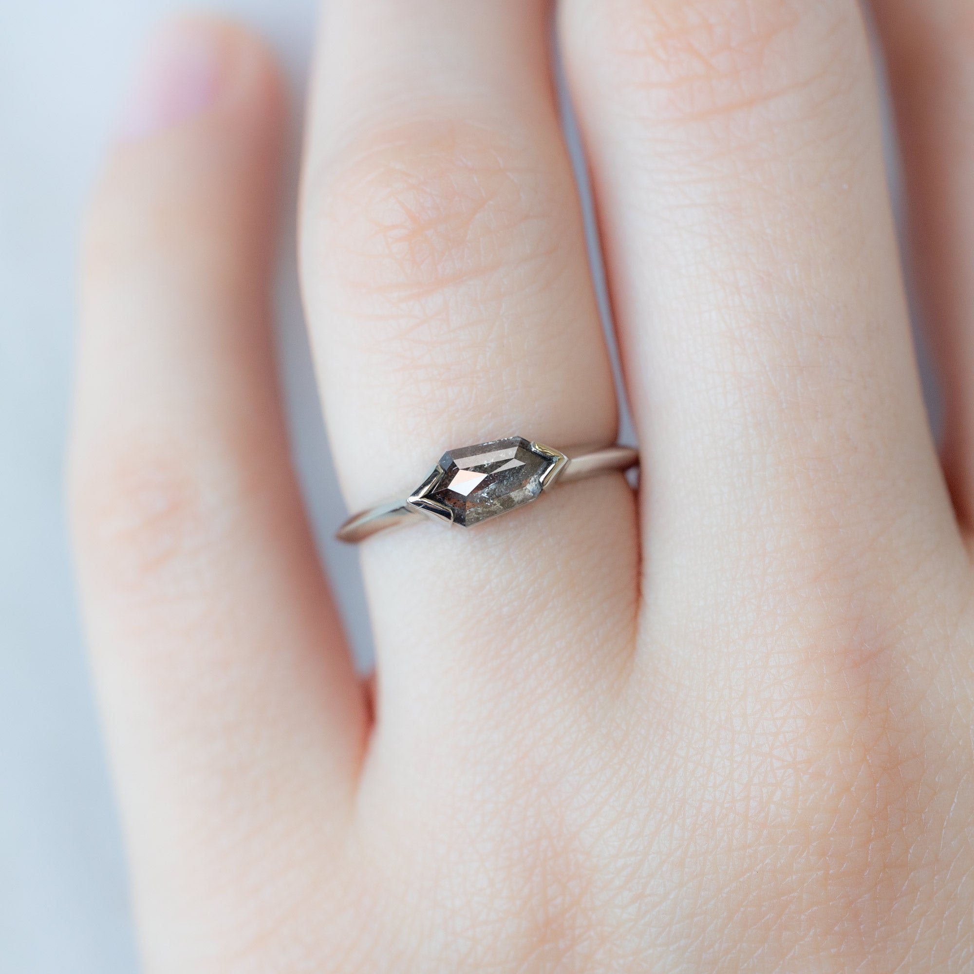 Alexis Russell  Engagement Rings The Sage Ring | .83ct Geometric Salt and Pepper Diamond in 14K White Gold