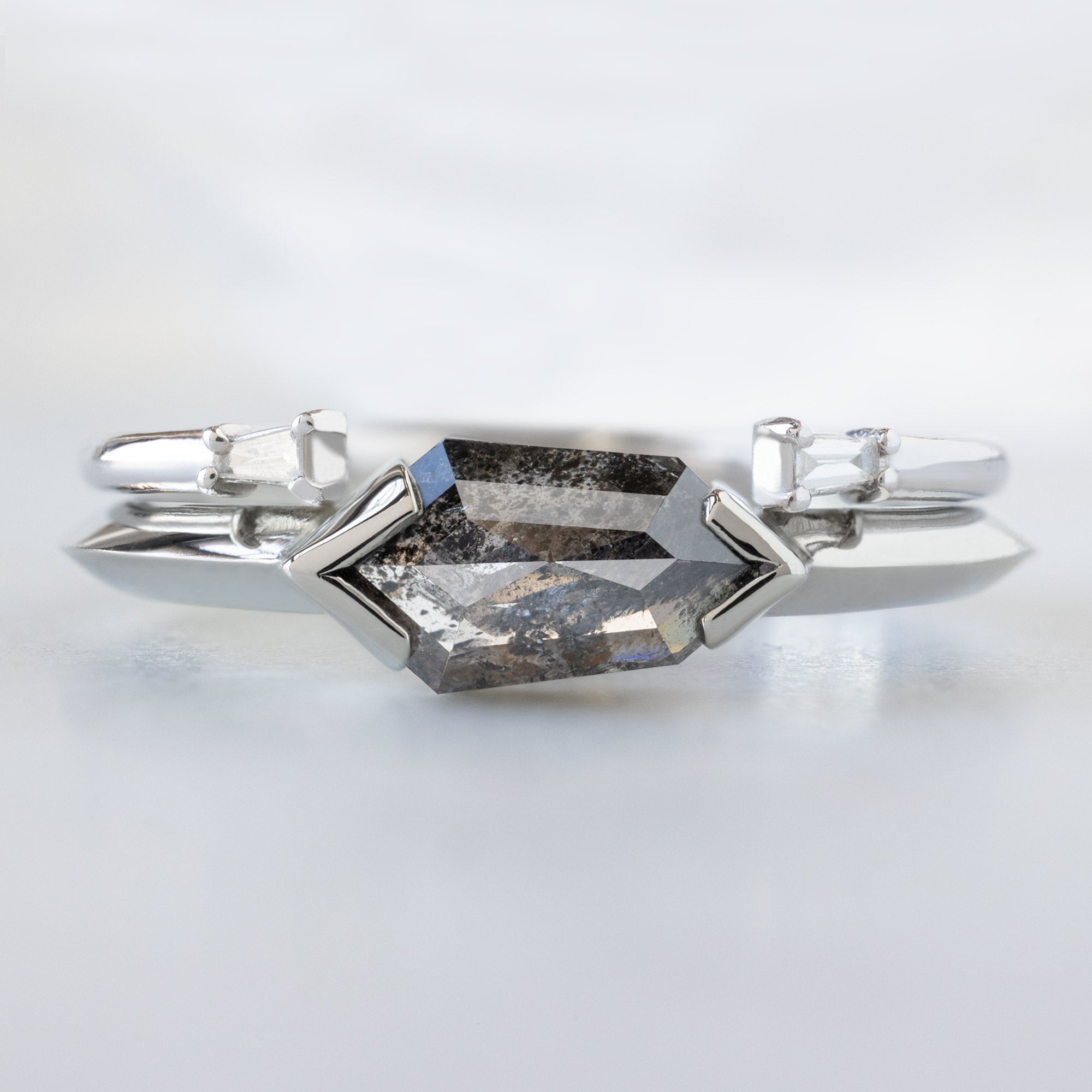 Alexis Russell  Engagement Rings The Sage Ring | .83ct Geometric Salt and Pepper Diamond in 14K White Gold