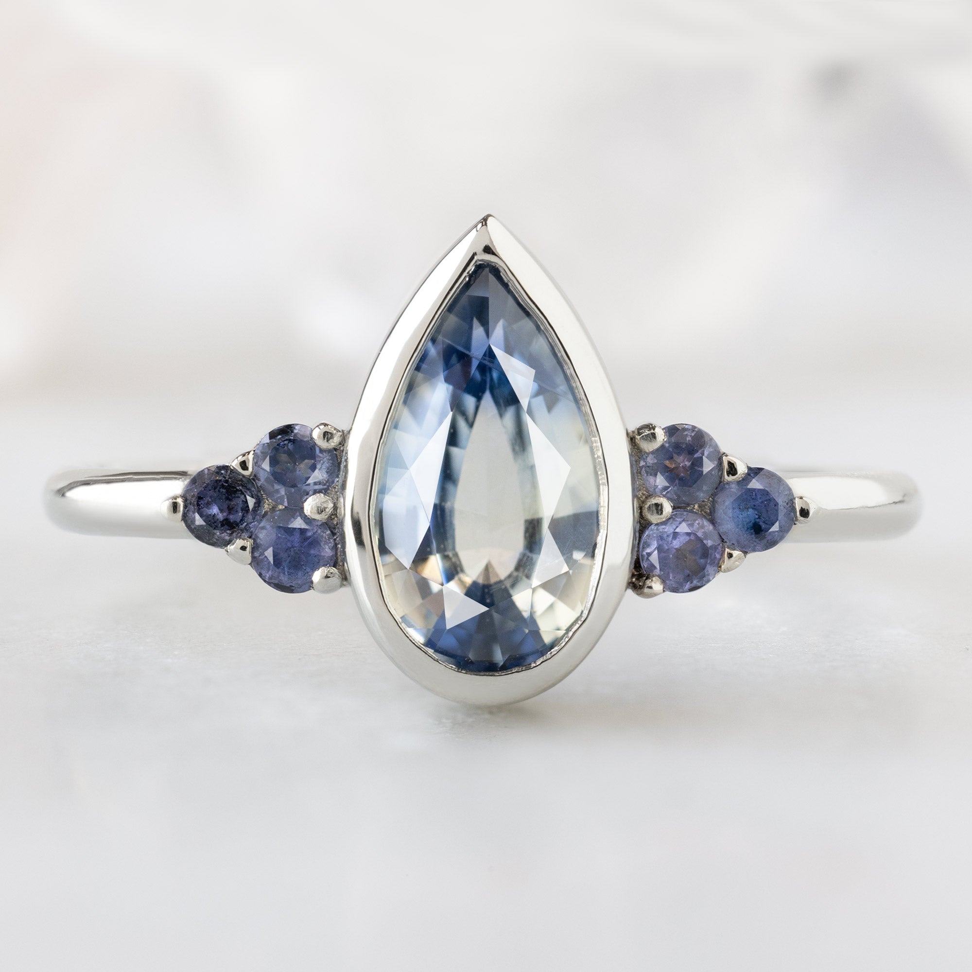 Alexis Russell  Engagement Rings The Watercolor Ivy Ring | 1.35ct Pear Parti Sapphire in 14K White Gold