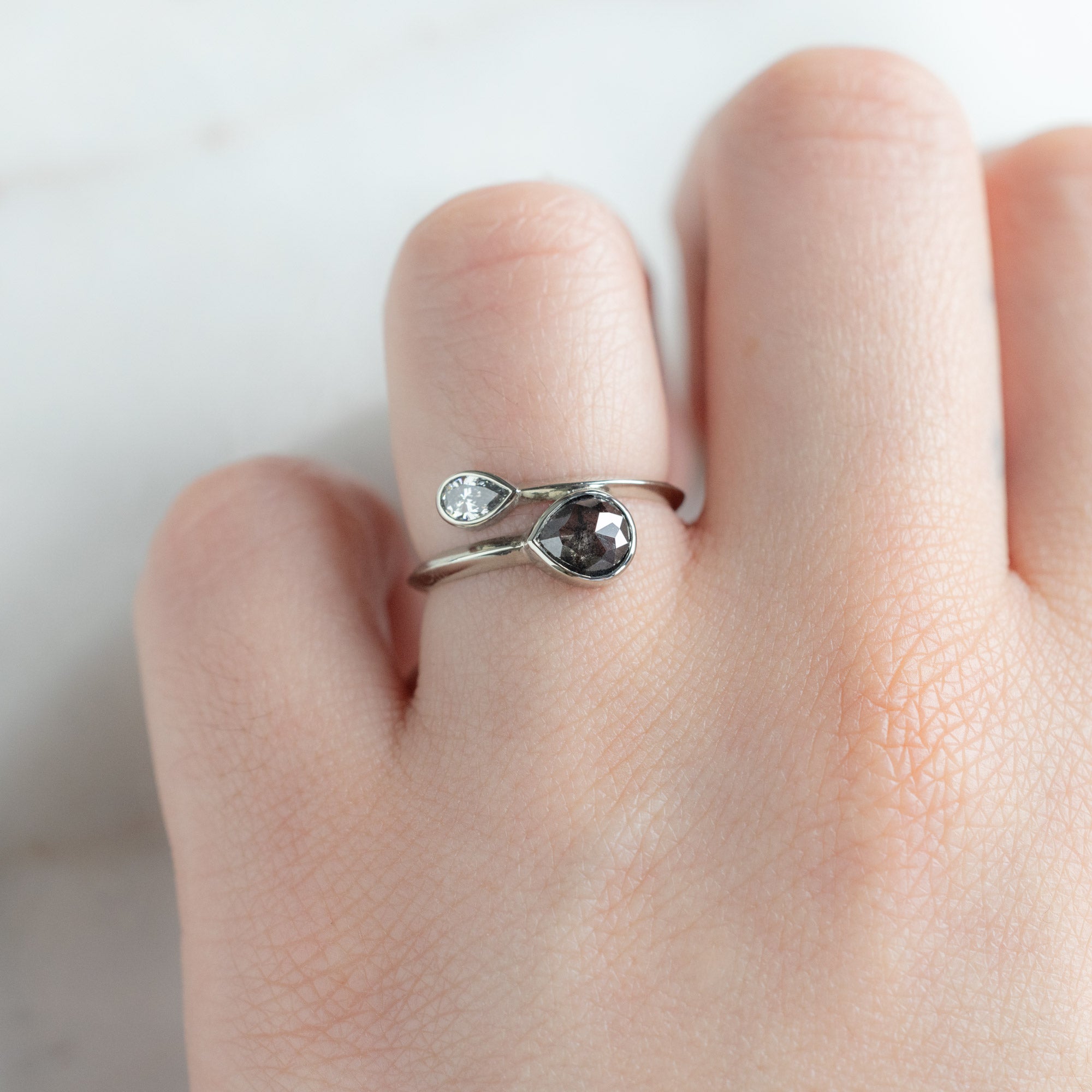 Alexis Russell  Engagement Rings The Wrap Ring | with a .71ct Pear Black Diamond in 14K White Gold