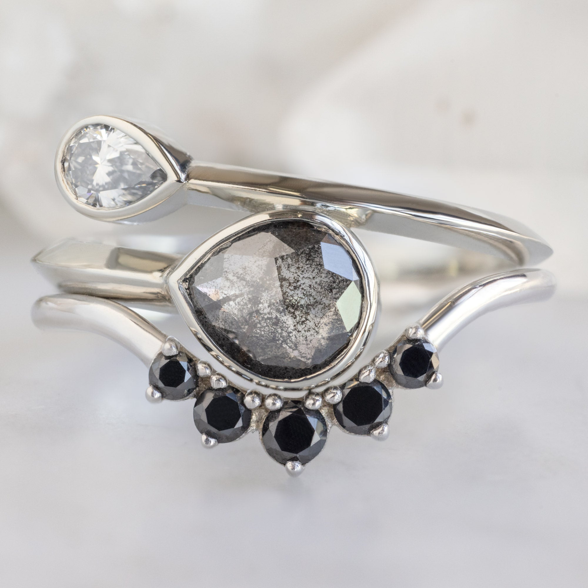 Alexis Russell  Engagement Rings The Wrap Ring | with a .71ct Pear Black Diamond in 14K White Gold