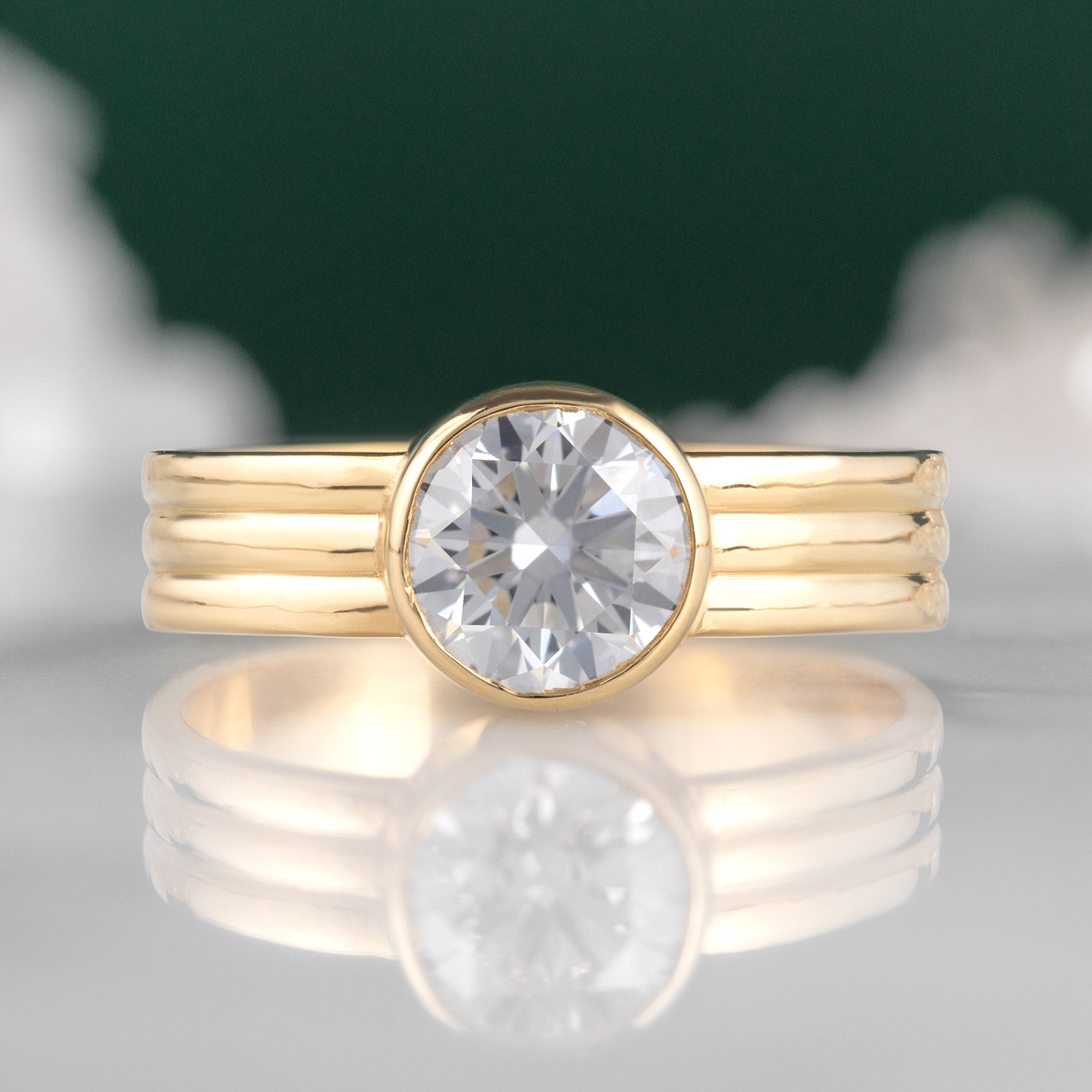 Alexis Russell Engagement Rings The Stratum Ring | 1.35ct Lab Grown Round White Diamond in 18K Yellow Gold