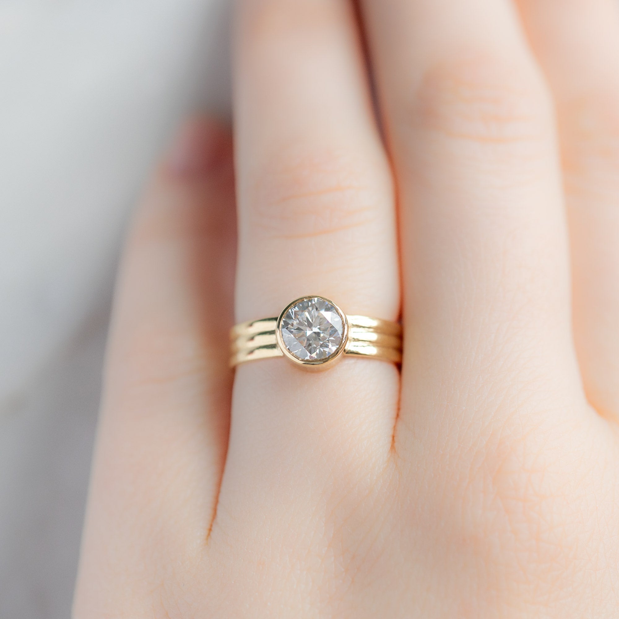 Alexis Russell Engagement Rings The Stratum Ring | 1.35ct Lab Grown Round White Diamond in 18K Yellow Gold
