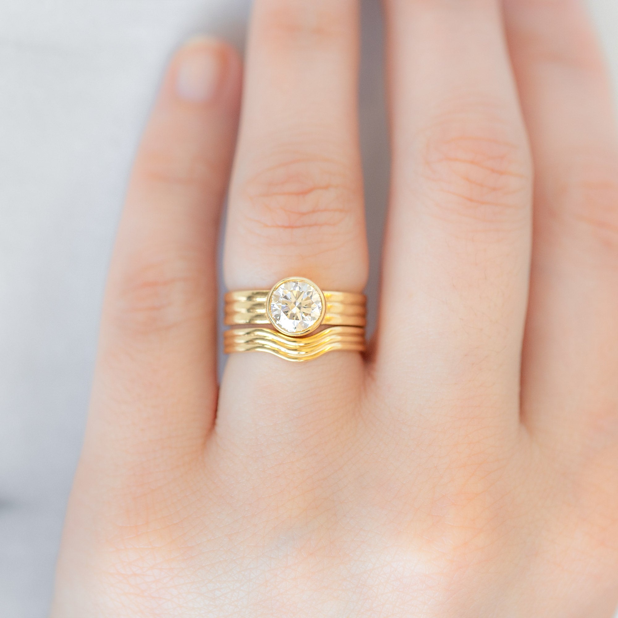 Alexis Russell Engagement Rings The Stratum Ring | 1.35ct Lab Grown Round White Diamond in 18K Yellow Gold