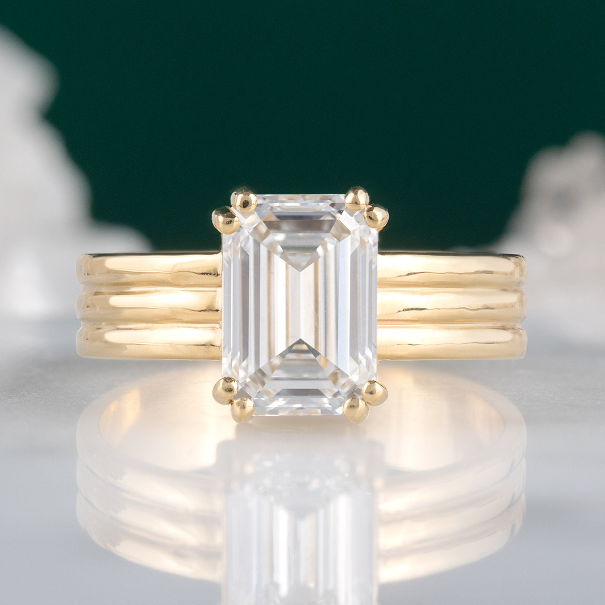 Alexis Russell Engagement Rings The Stratum Ring | 1.93ct Lab Grown Emerald White Diamond in 18K Yellow Gold