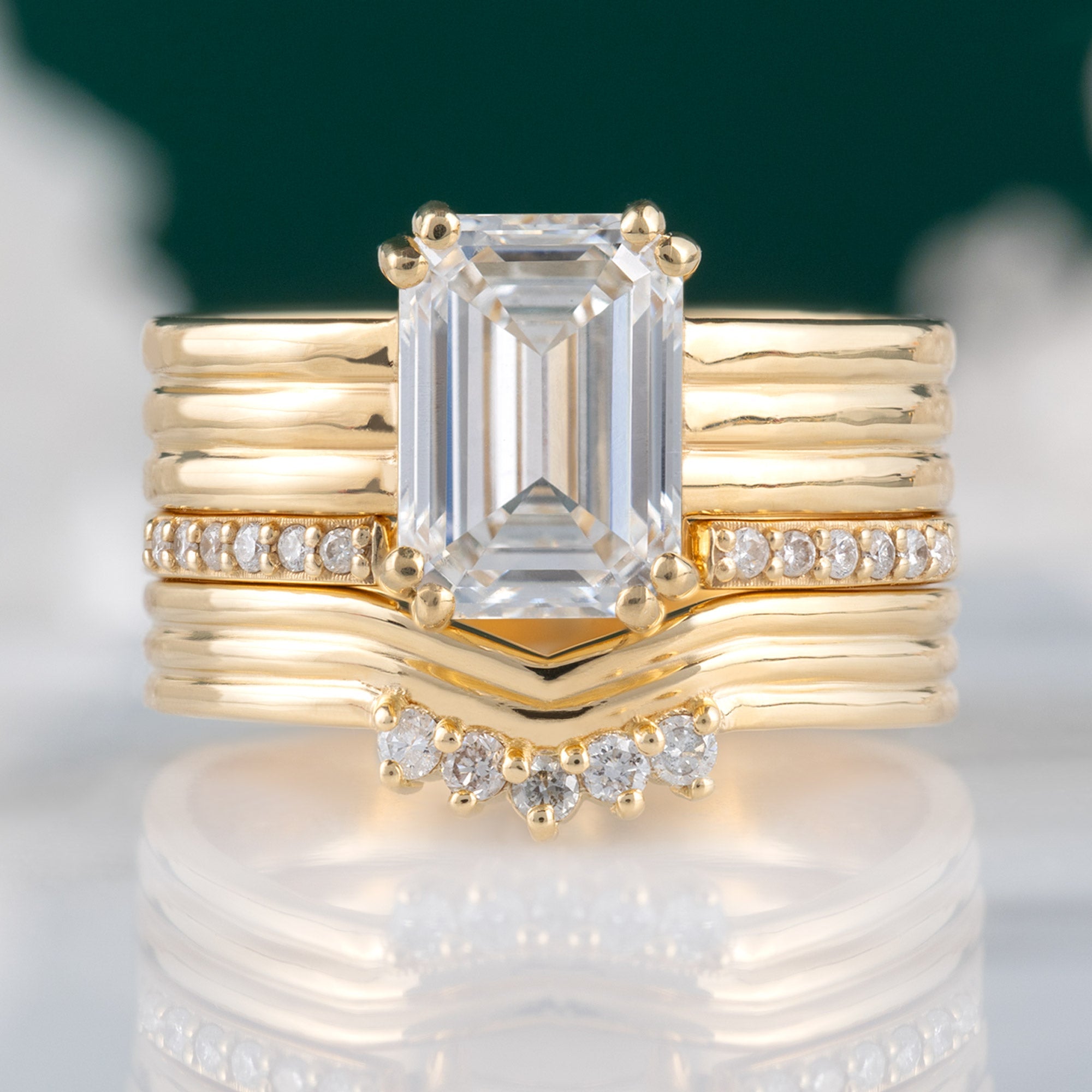 Alexis Russell Engagement Rings The Stratum Ring | 1.93ct Lab Grown Emerald White Diamond in 18K Yellow Gold