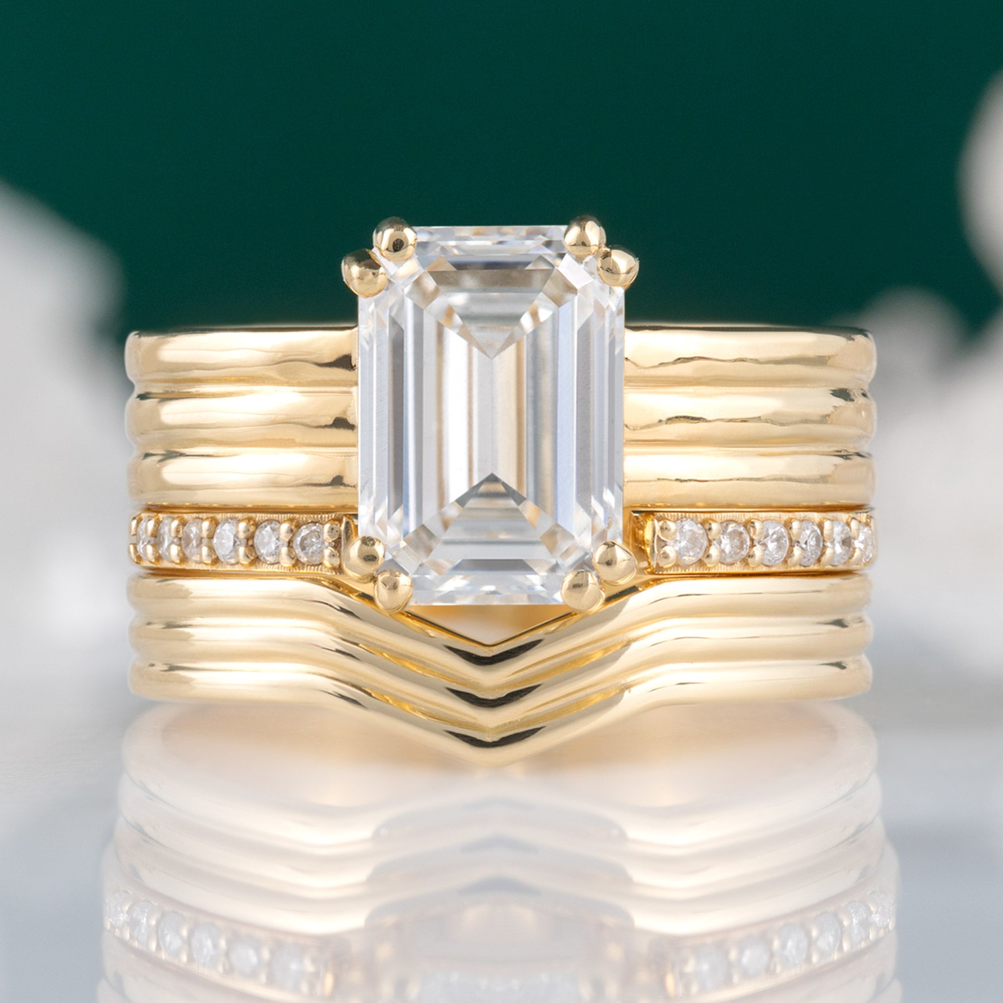 Alexis Russell Engagement Rings The Stratum Ring | 1.93ct Lab Grown Emerald White Diamond in 18K Yellow Gold