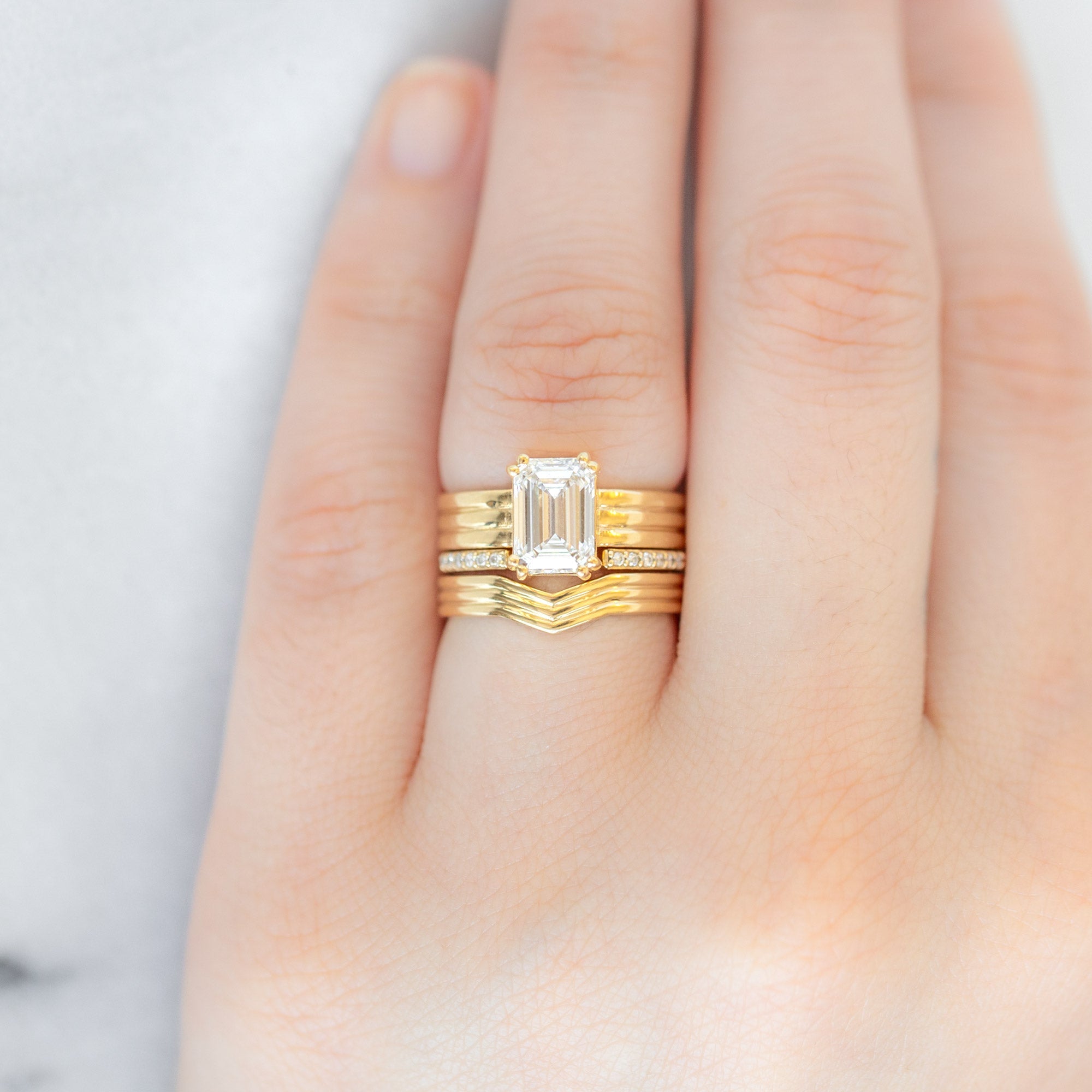 Alexis Russell Engagement Rings The Stratum Ring | 1.93ct Lab Grown Emerald White Diamond in 18K Yellow Gold