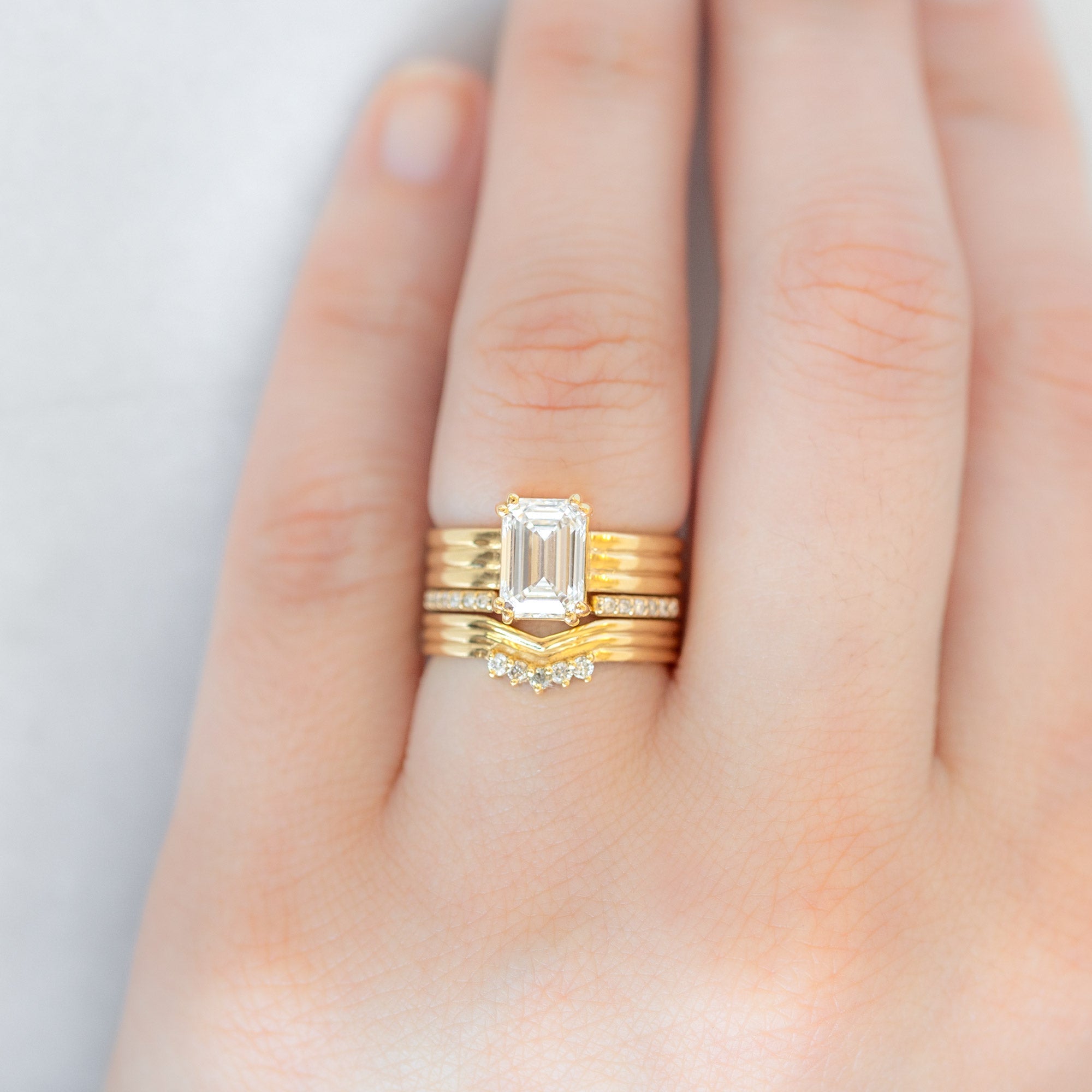 Alexis Russell Engagement Rings The Stratum Ring | 1.93ct Lab Grown Emerald White Diamond in 18K Yellow Gold
