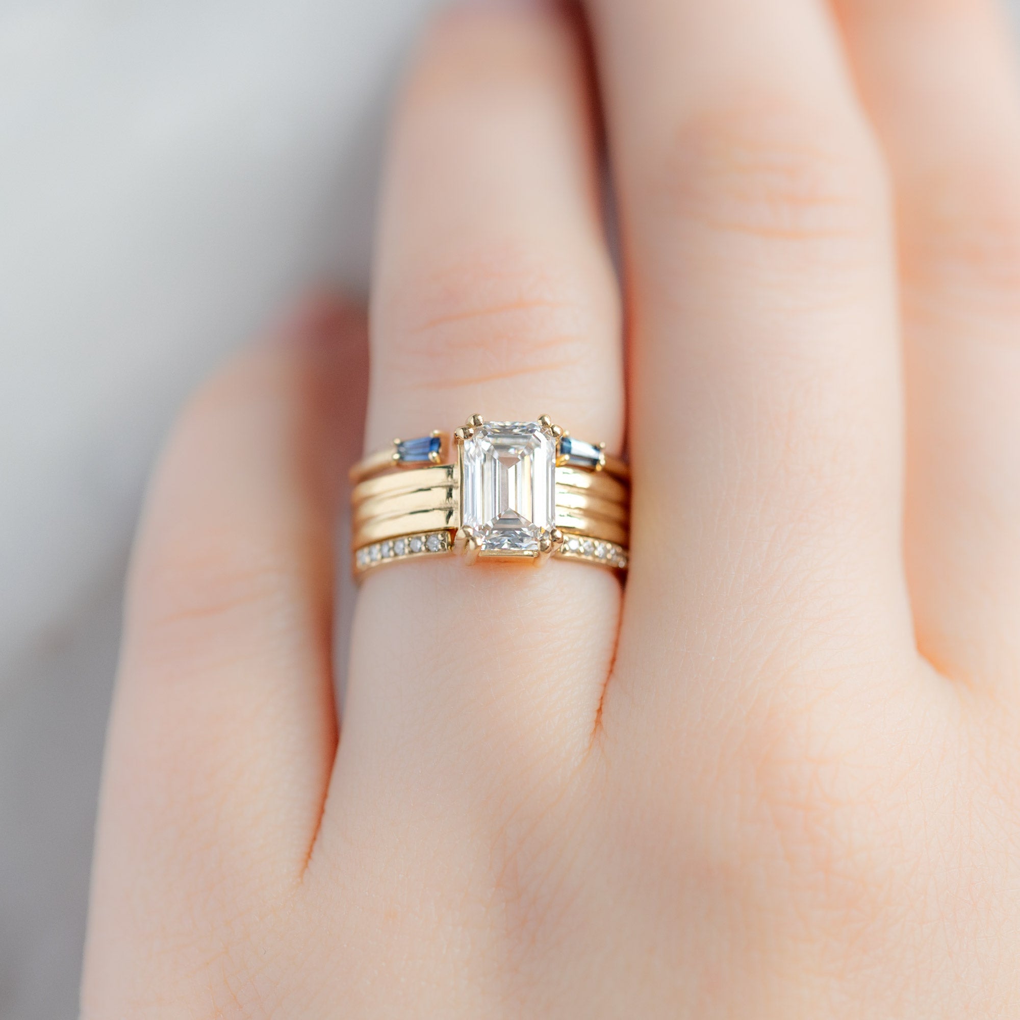 Alexis Russell Engagement Rings The Stratum Ring | 1.93ct Lab Grown Emerald White Diamond in 18K Yellow Gold