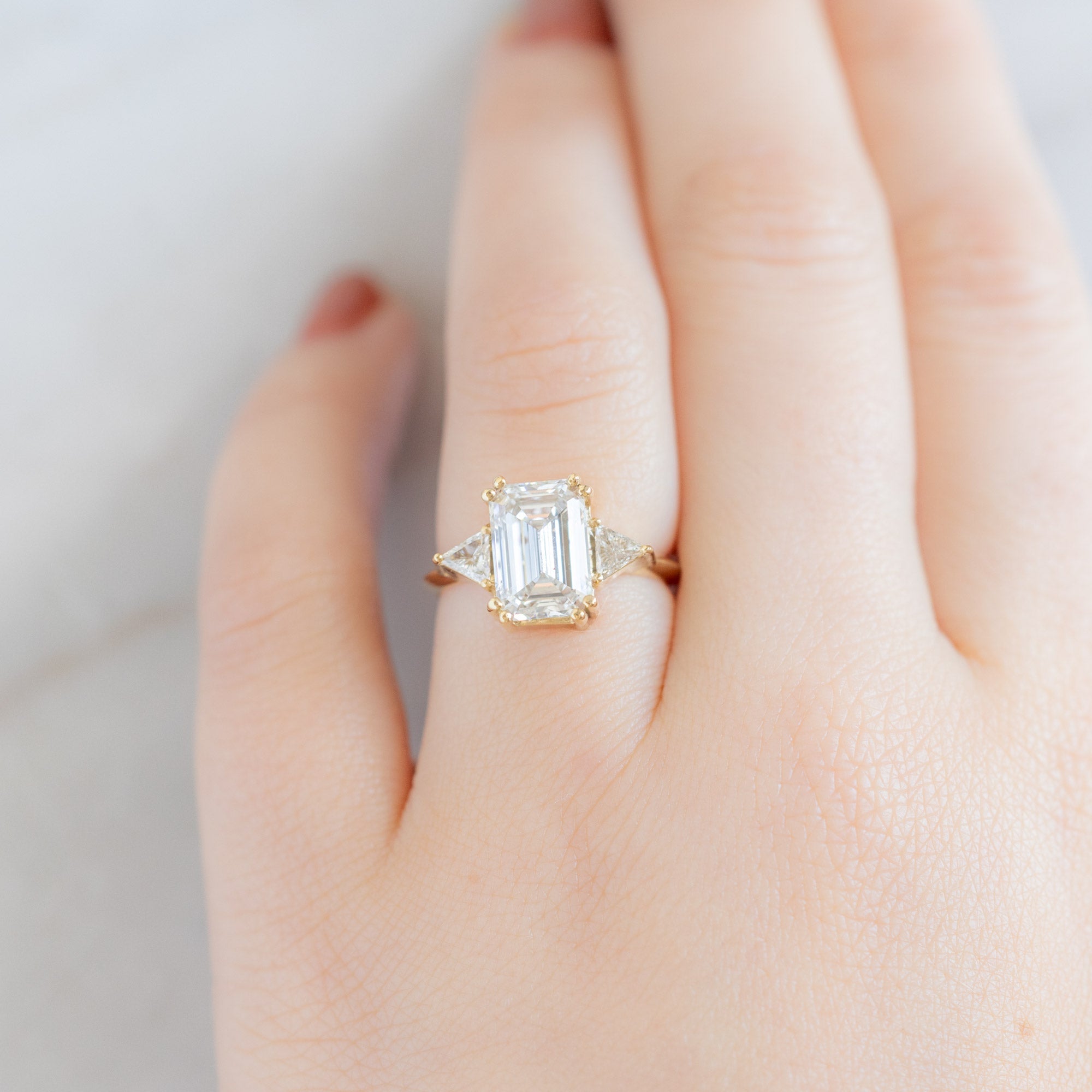 Alexis Russell Engagement Rings The Jade Luxe | 3.33ct Lab Grown Emerald Cut Diamond in 18K Yellow Gold