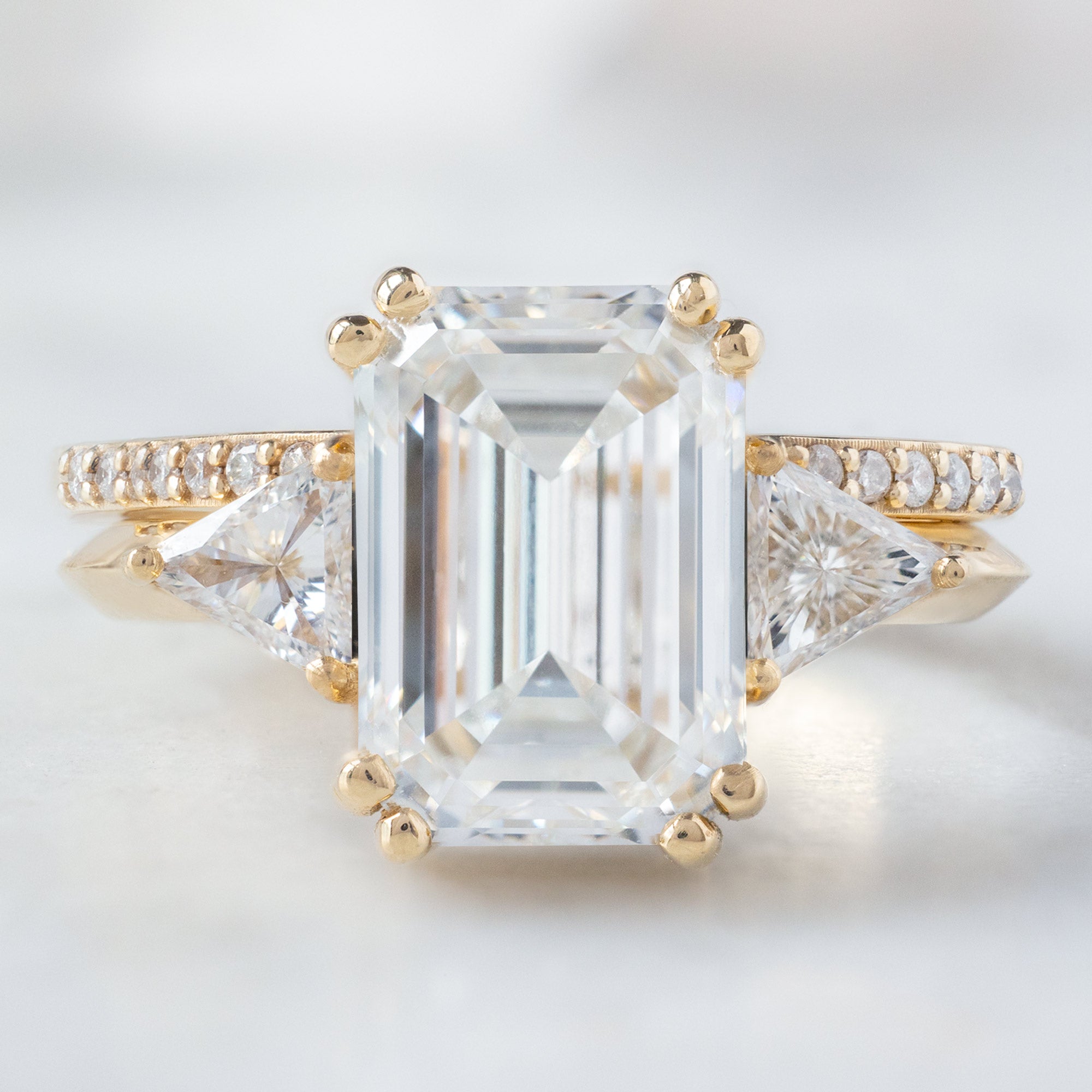Alexis Russell Engagement Rings The Jade Luxe | 3.33ct Lab Grown Emerald Cut Diamond in 18K Yellow Gold