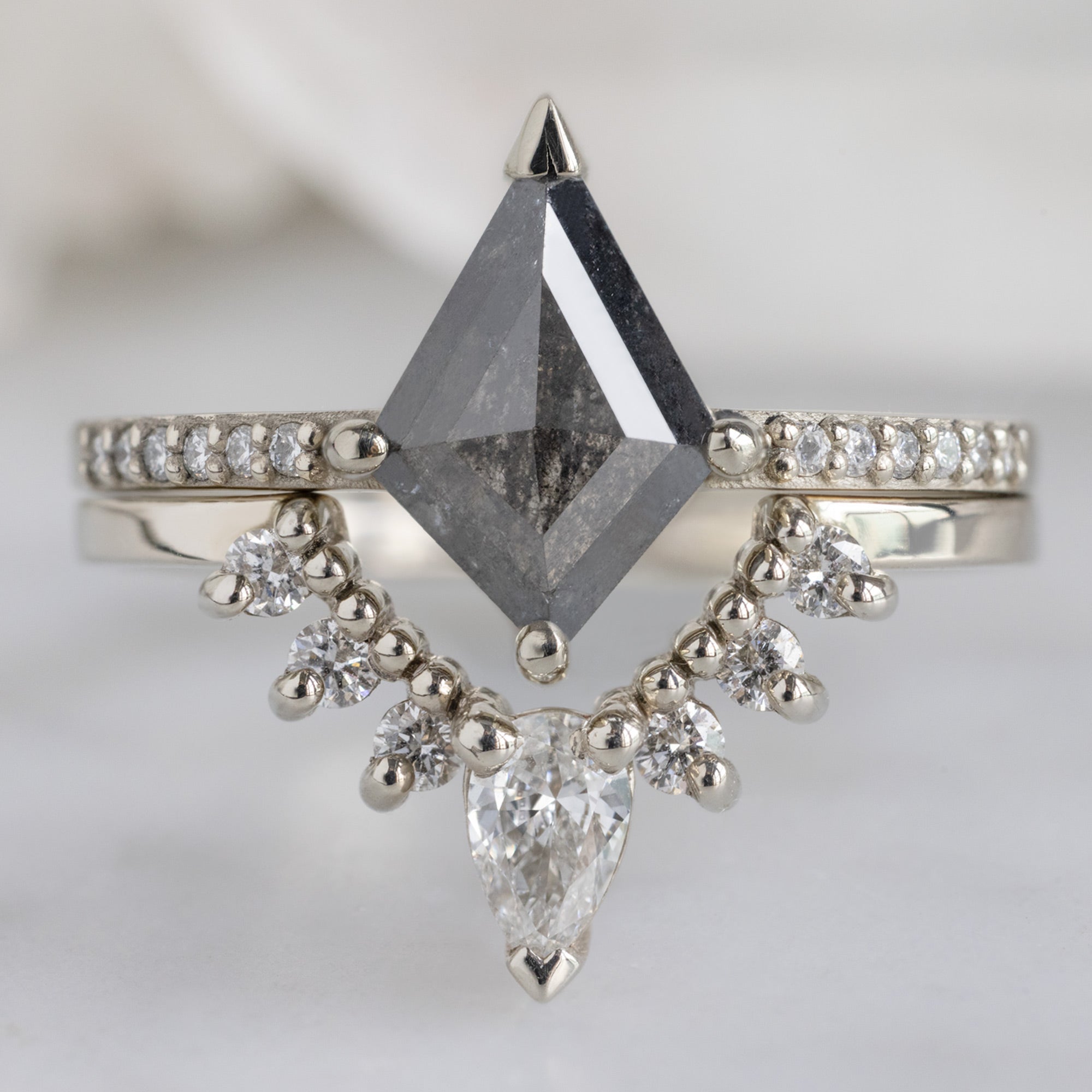 Alexis Russell Engagement Rings The Willow Ring | 1.19ct Kite Salt and Pepper Diamond in 18K White Gold