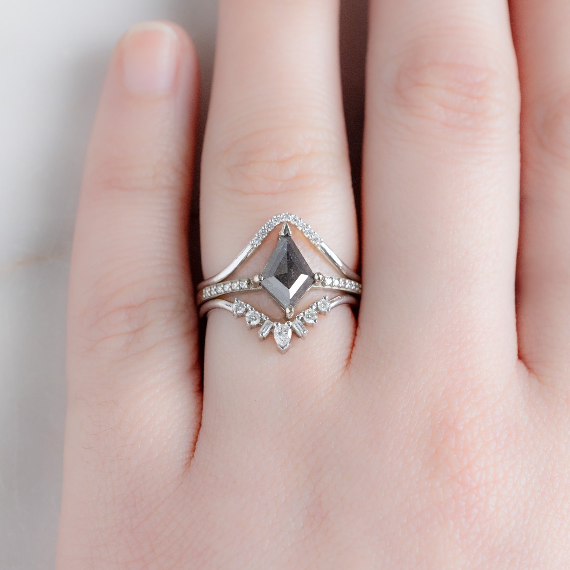 Alexis Russell Engagement Rings The Willow Ring | 1.19ct Kite Salt and Pepper Diamond in 18K White Gold