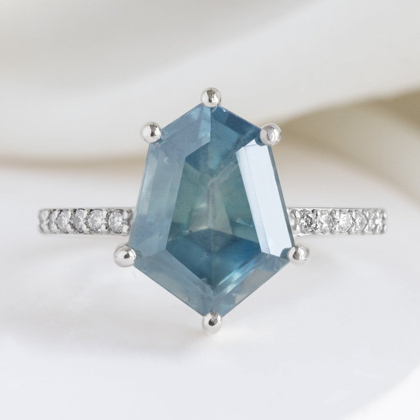 Alexis Russell Engagement Rings The Willow Luxe | 3.98ct Geometric Sapphire in 18K White Gold