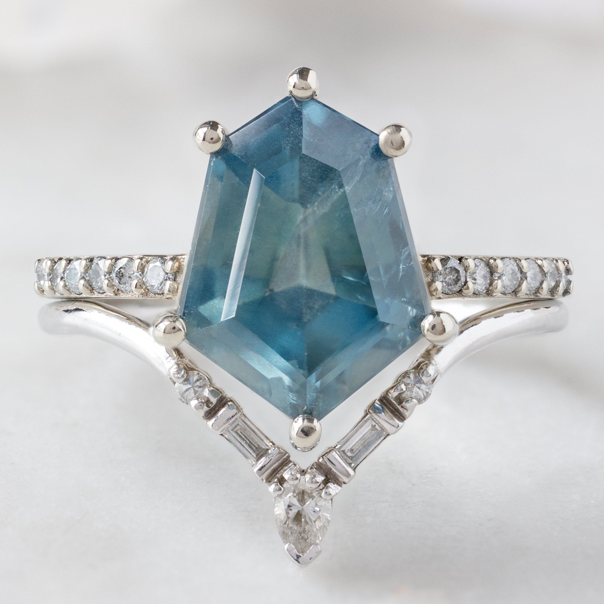 Alexis Russell Engagement Rings The Willow Luxe | 3.98ct Geometric Sapphire in 18K White Gold