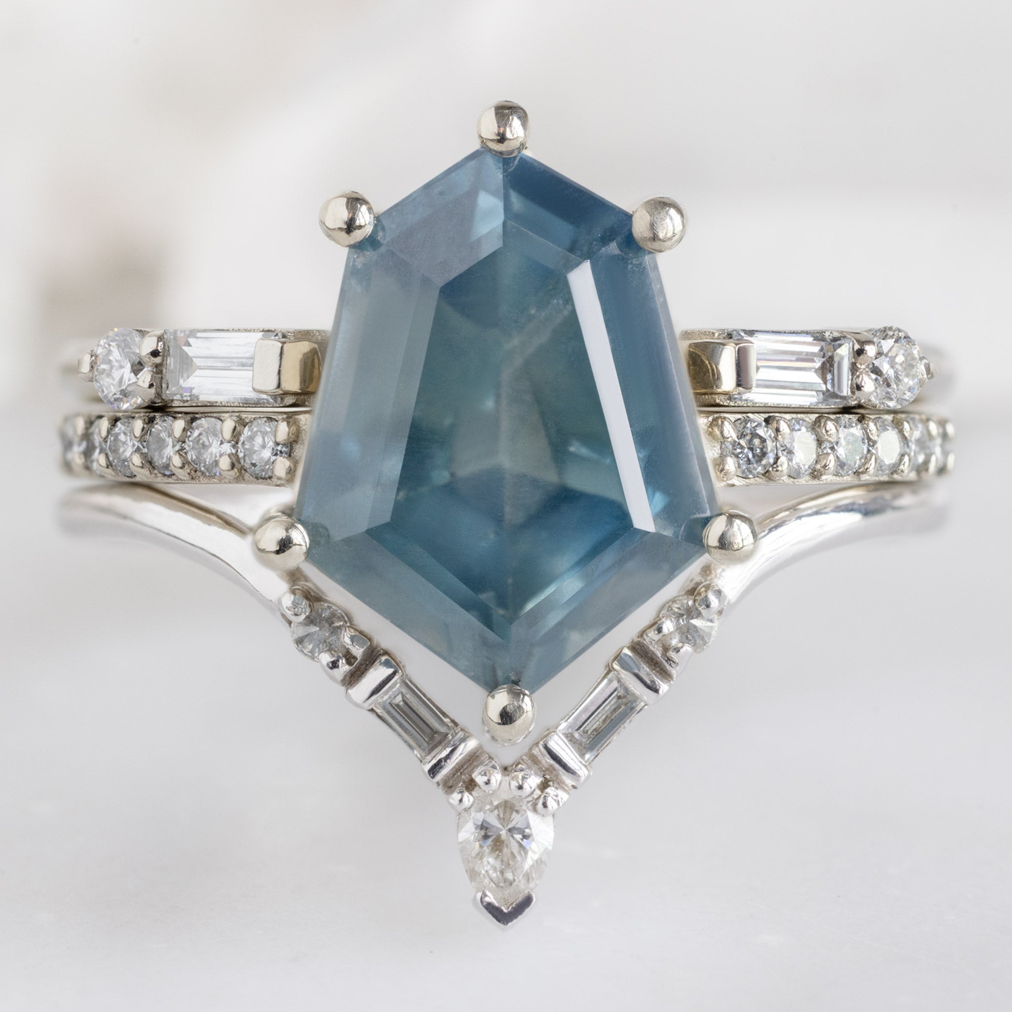 Alexis Russell Engagement Rings The Willow Luxe | 3.98ct Geometric Sapphire in 18K White Gold