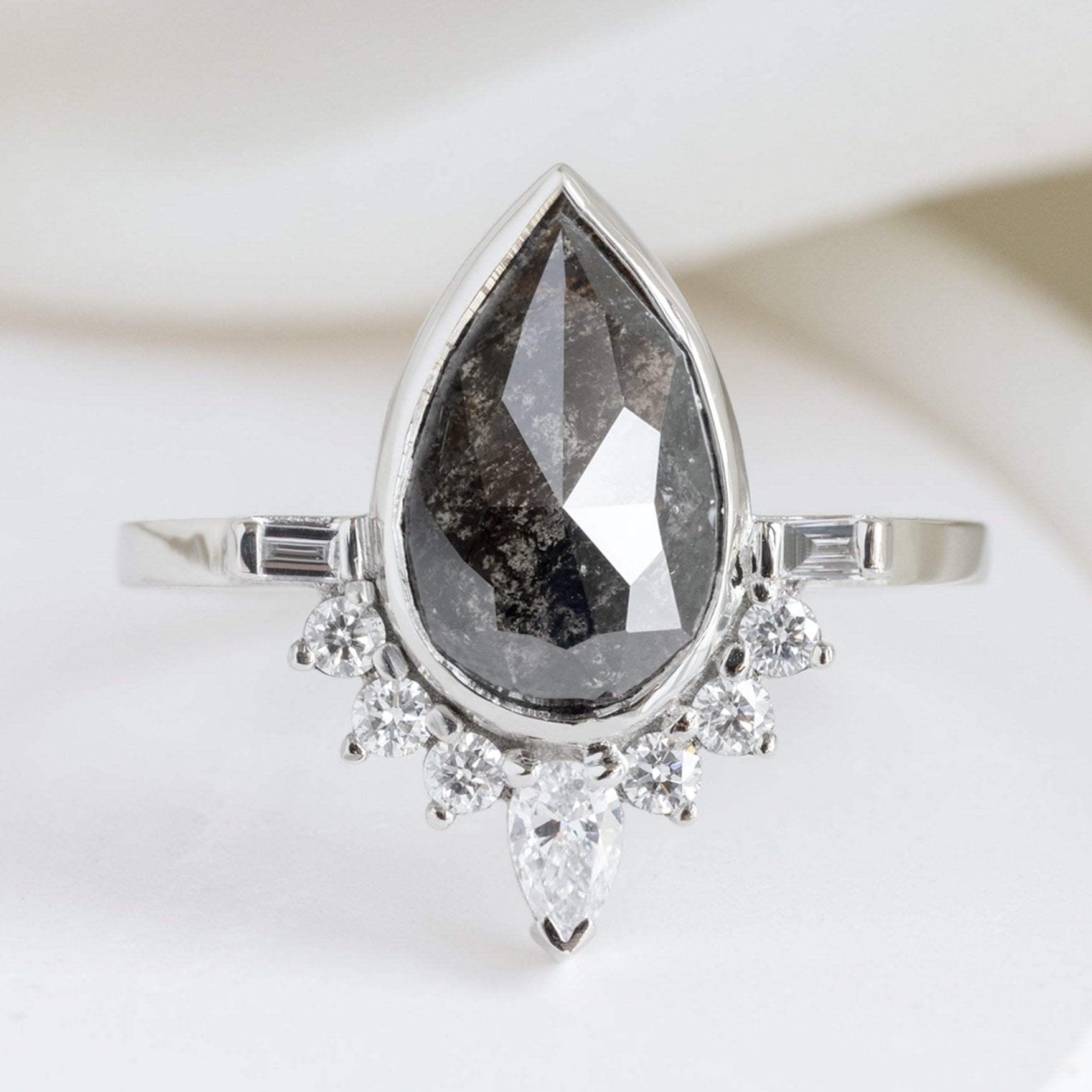 Alexis Russell Engagement Rings The Posy Luxe | 2ct Rose Cut Black Diamond in 18K White Gold