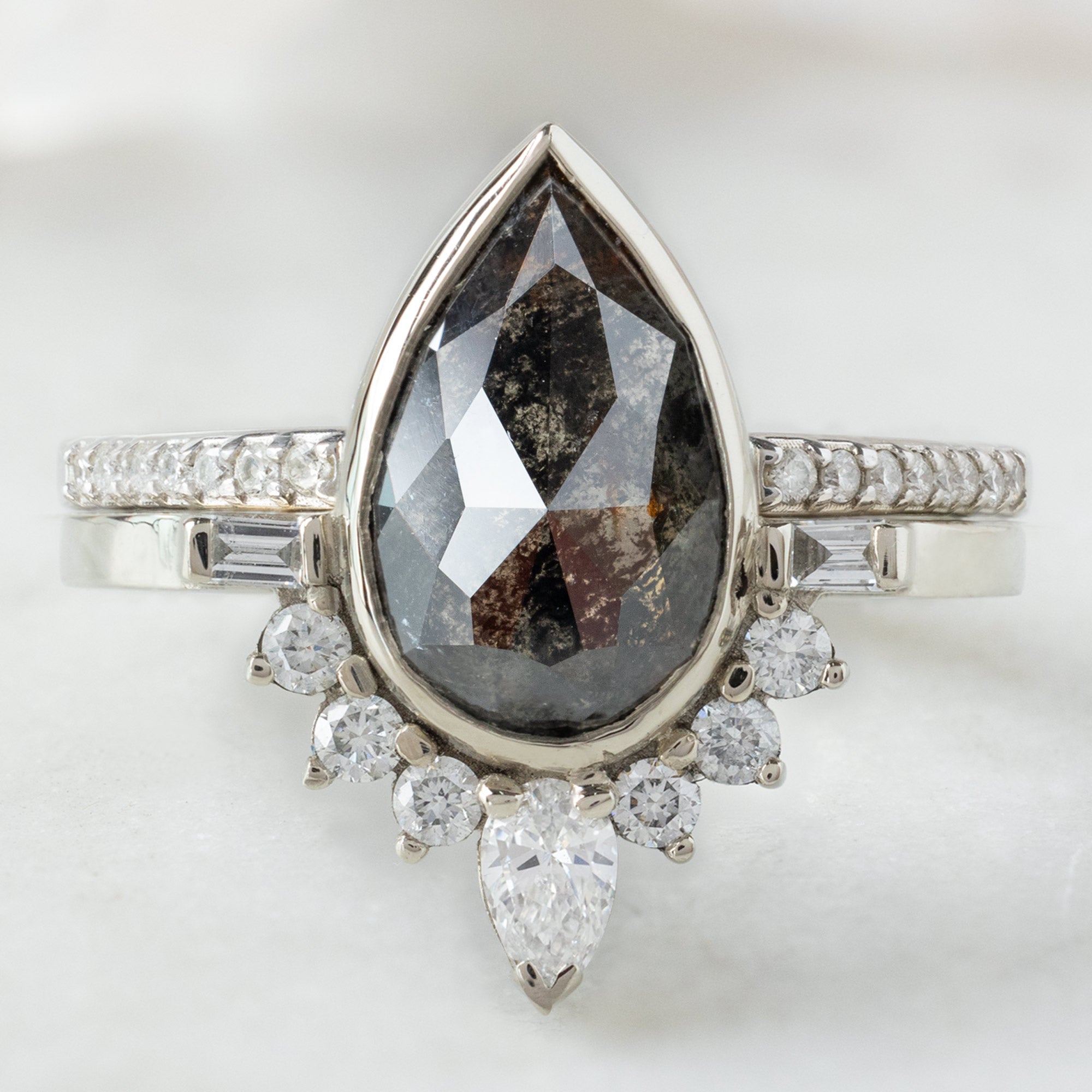 Alexis Russell Engagement Rings The Posy Luxe | 2ct Rose Cut Black Diamond in 18K White Gold