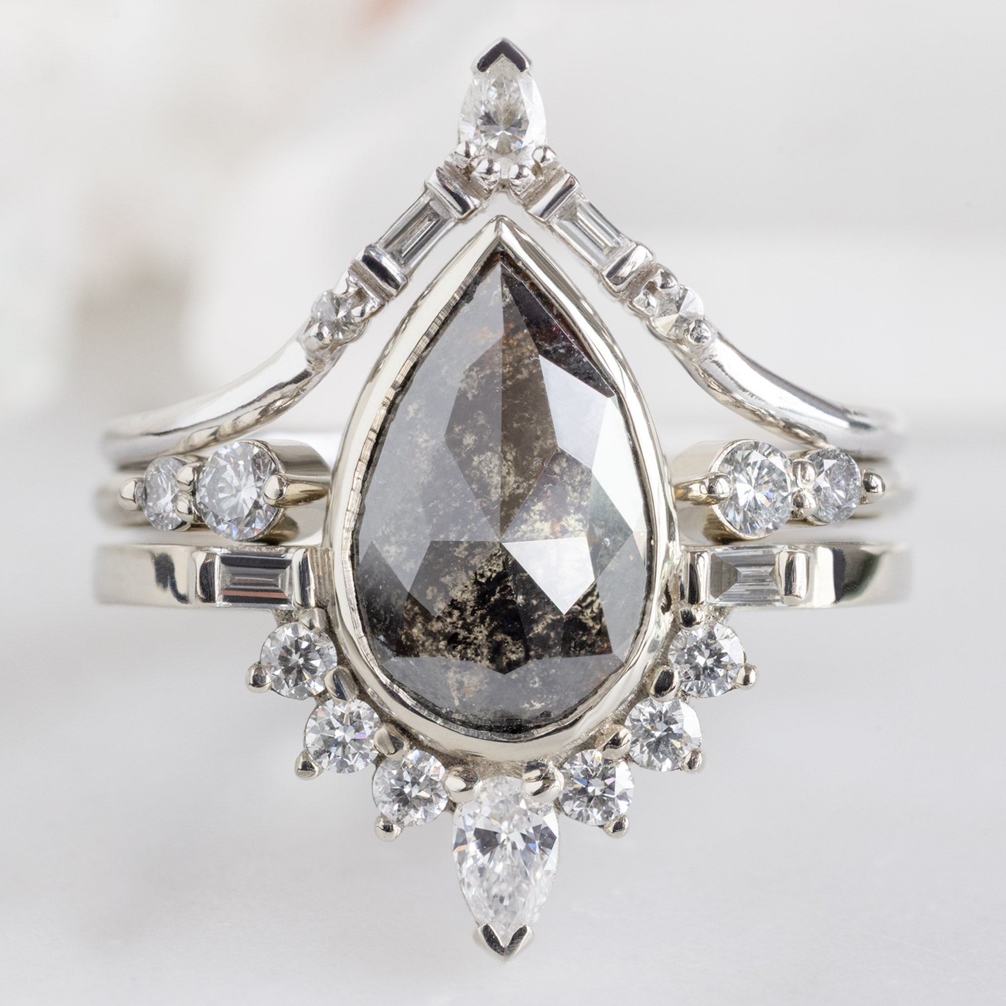 Alexis Russell Engagement Rings The Posy Luxe | 2ct Rose Cut Black Diamond in 18K White Gold