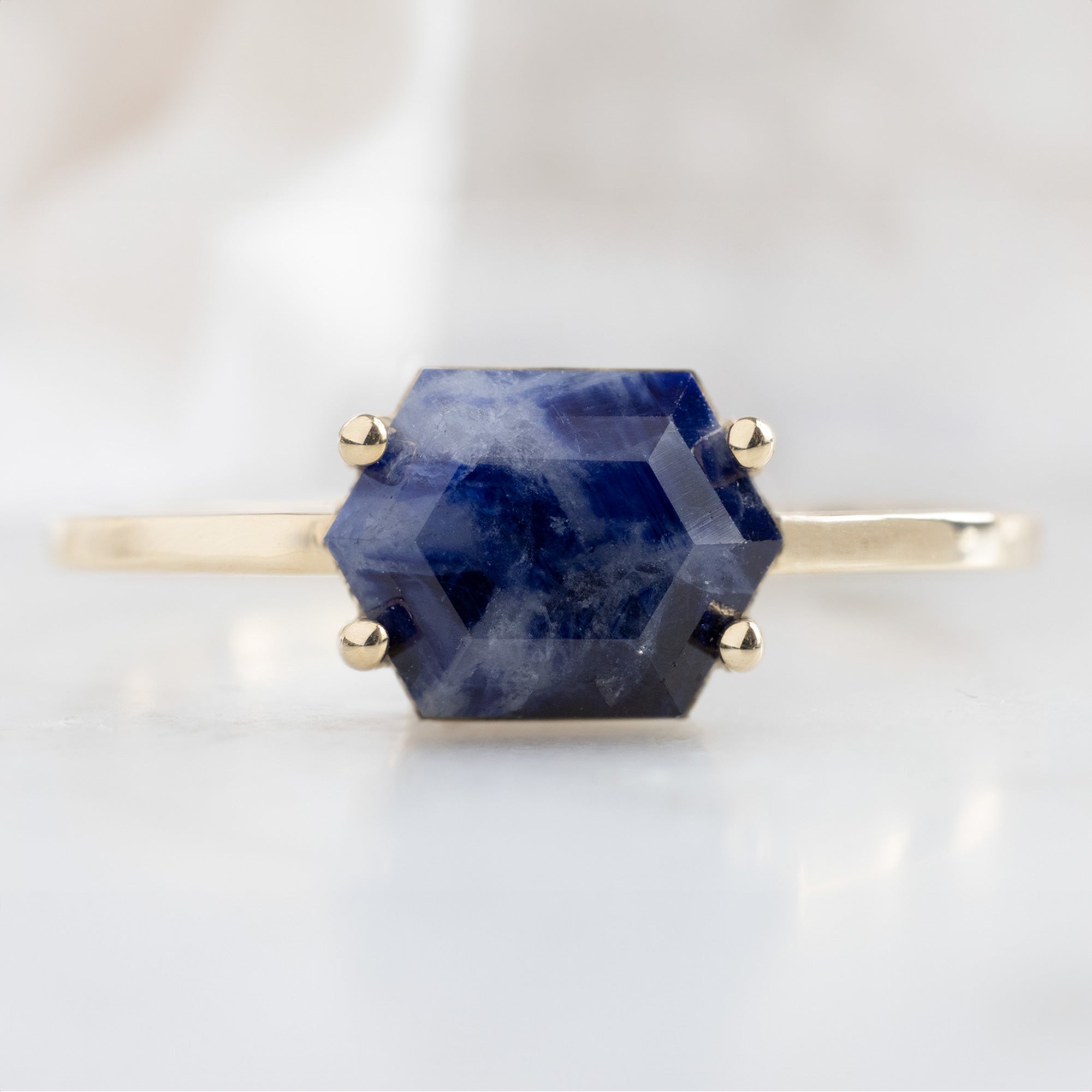 Alexis Russell Rings The Raw Sapphire Hexagon Ring | Yellow, Rose, White or Sterling Silver
