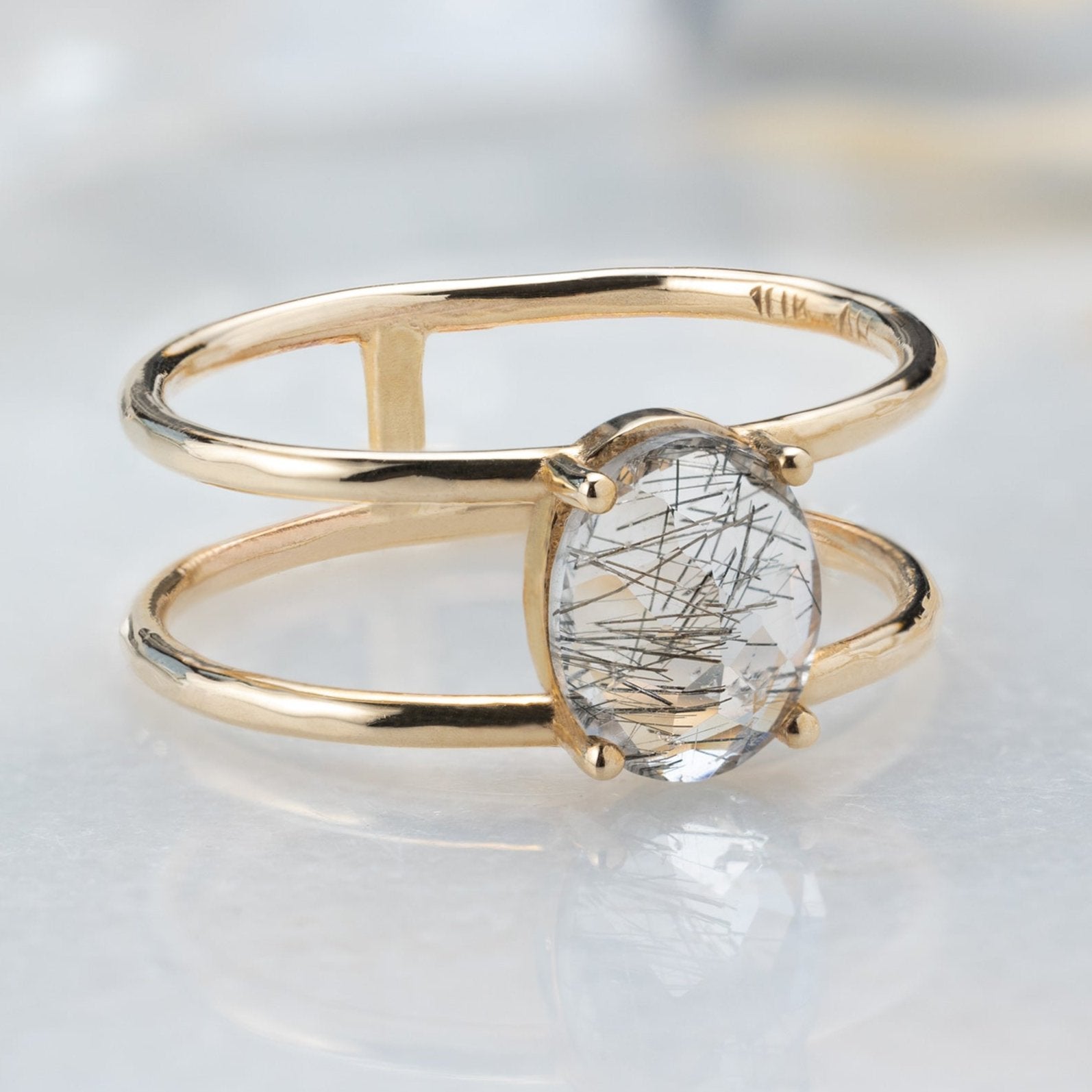 Alexis Russell Rings The Tourmaline in Quartz Cage Ring | Yellow, Rose, White or Sterling Silver