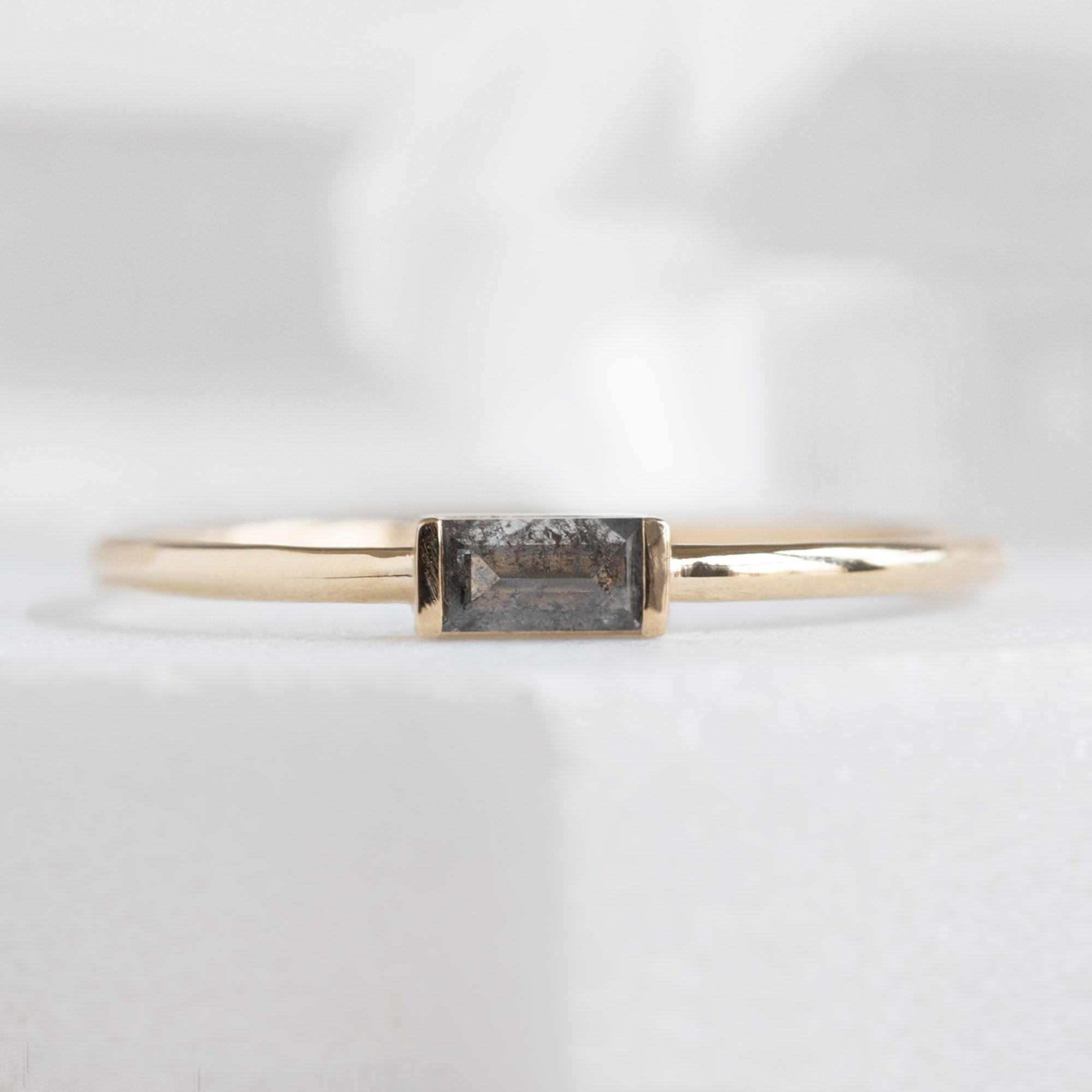 Alexis Russell Rings The Baguette Salt and Pepper Diamond Line Ring | Yellow Gold