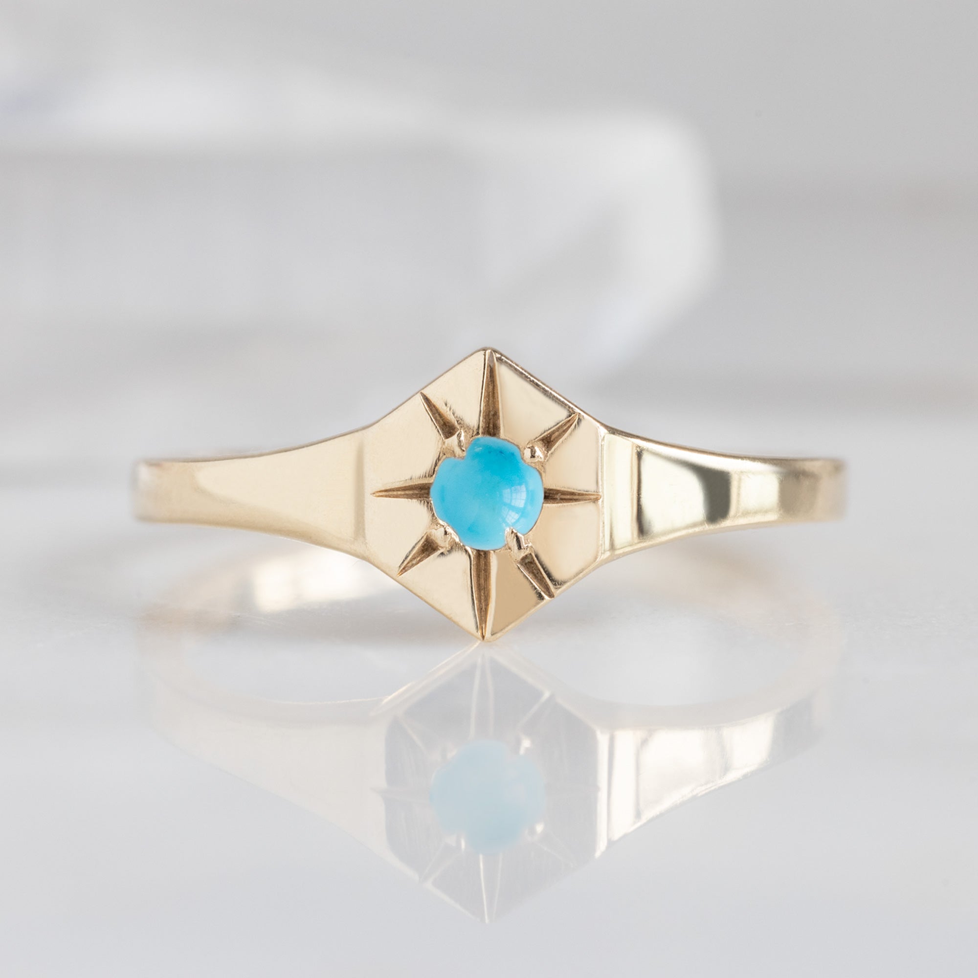 Alexis Russell Rings Turquoise Birthstone Signet Ring | Yellow, Rose or White Gold