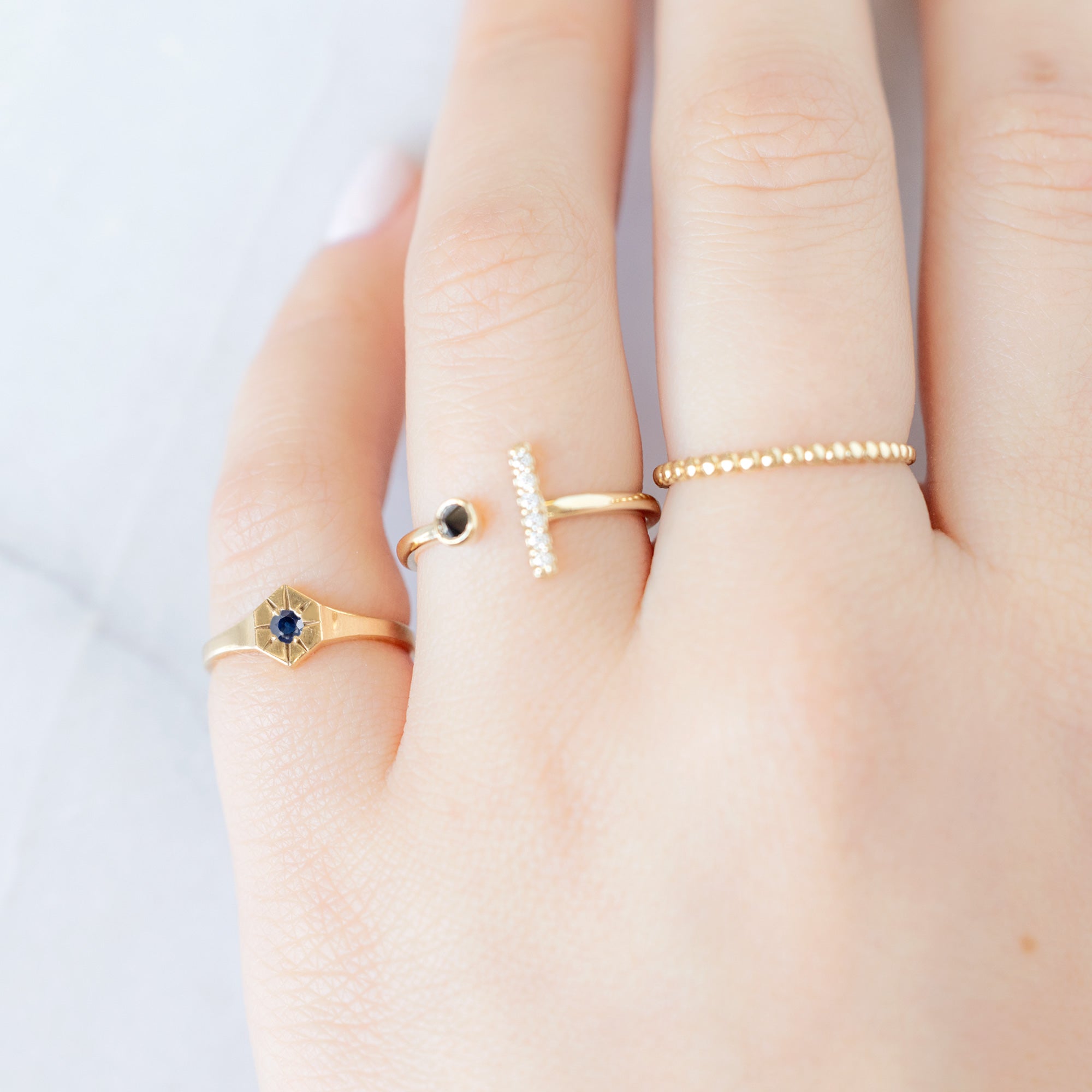 Alexis Russell Rings Blue Sapphire Birthstone Signet Ring | Yellow, Rose or White Gold