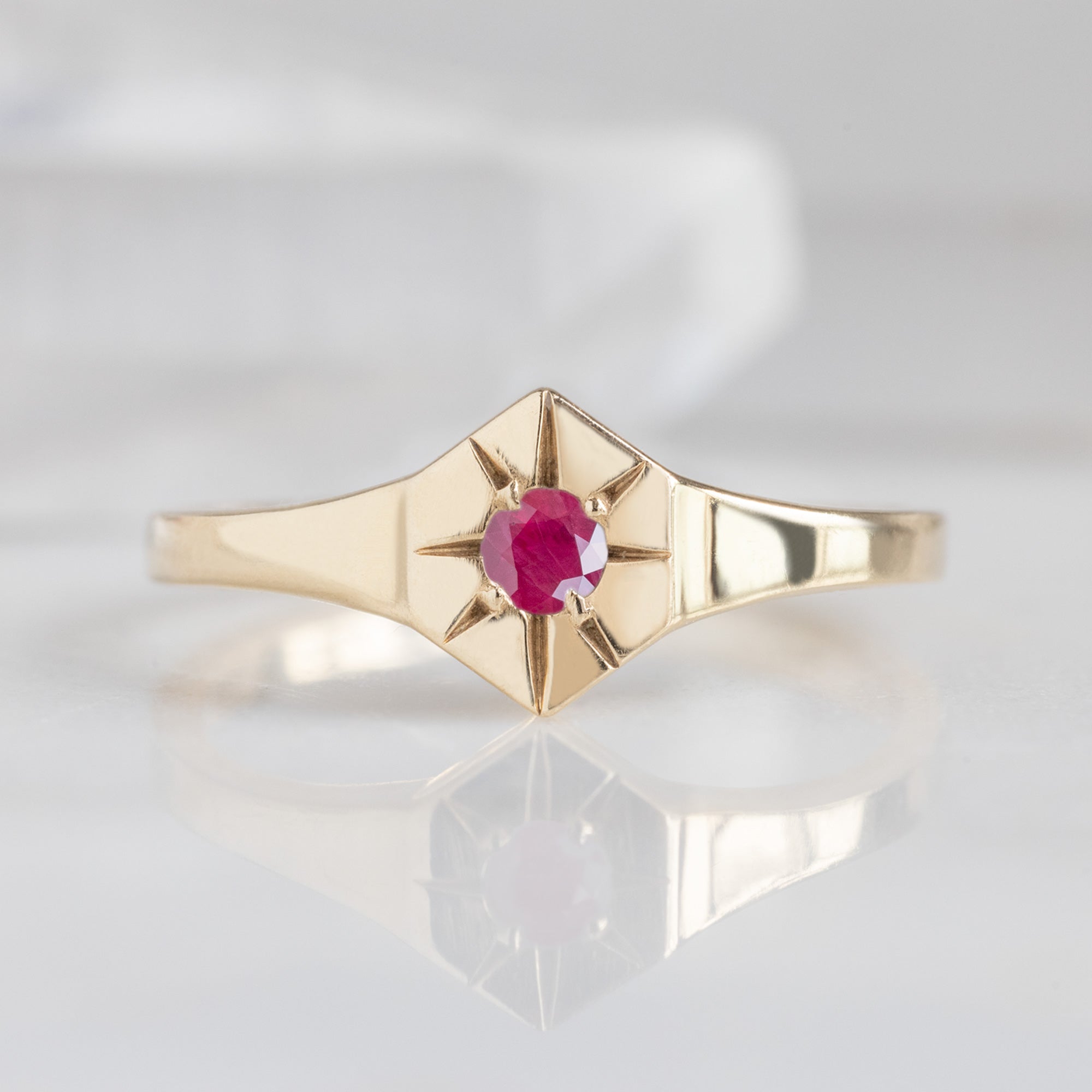 Alexis Russell Rings Ruby Birthstone Signet Ring | Yellow, Rose or White Gold