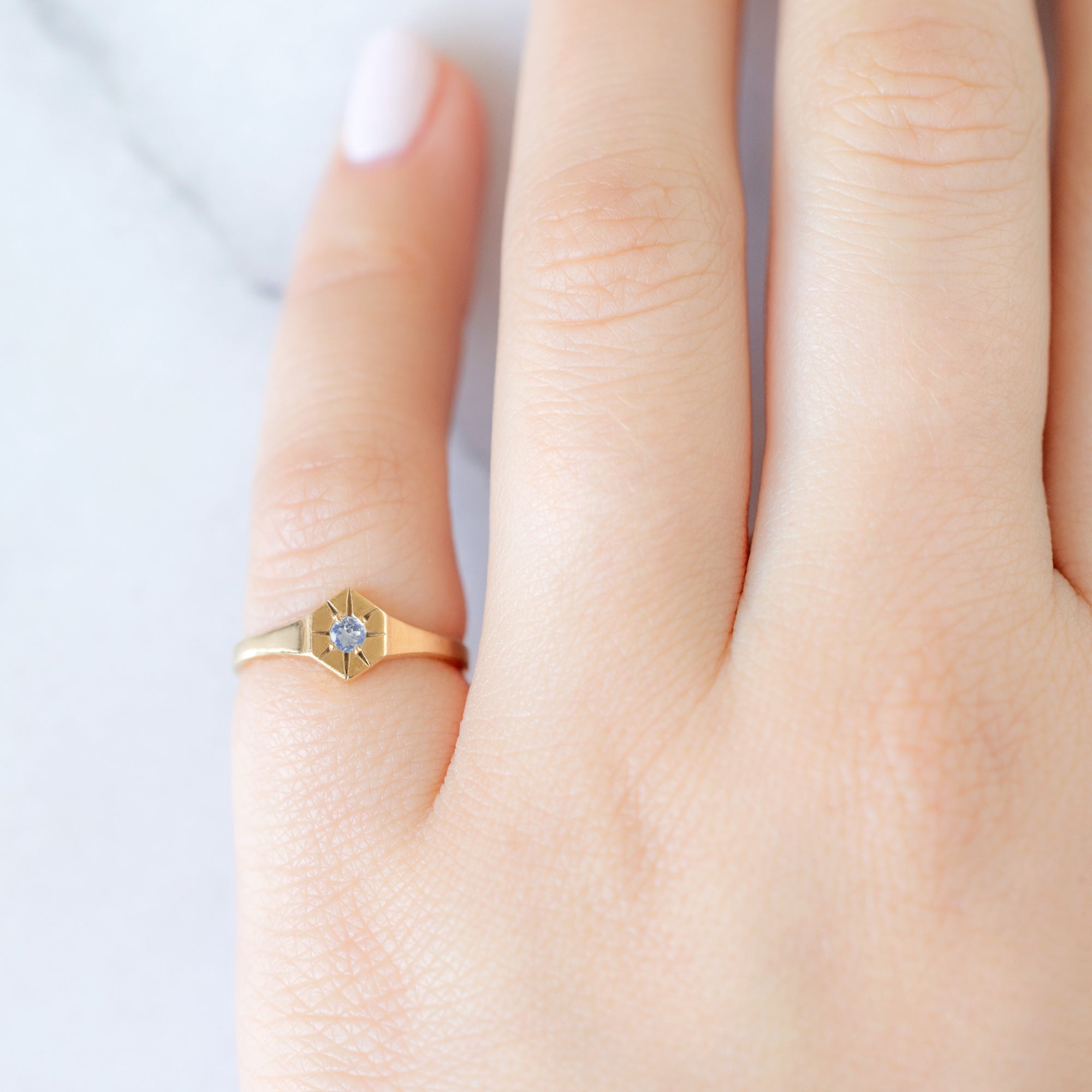Alexis Russell Rings Moonstone Birthstone Signet Ring | Yellow, Rose or White Gold