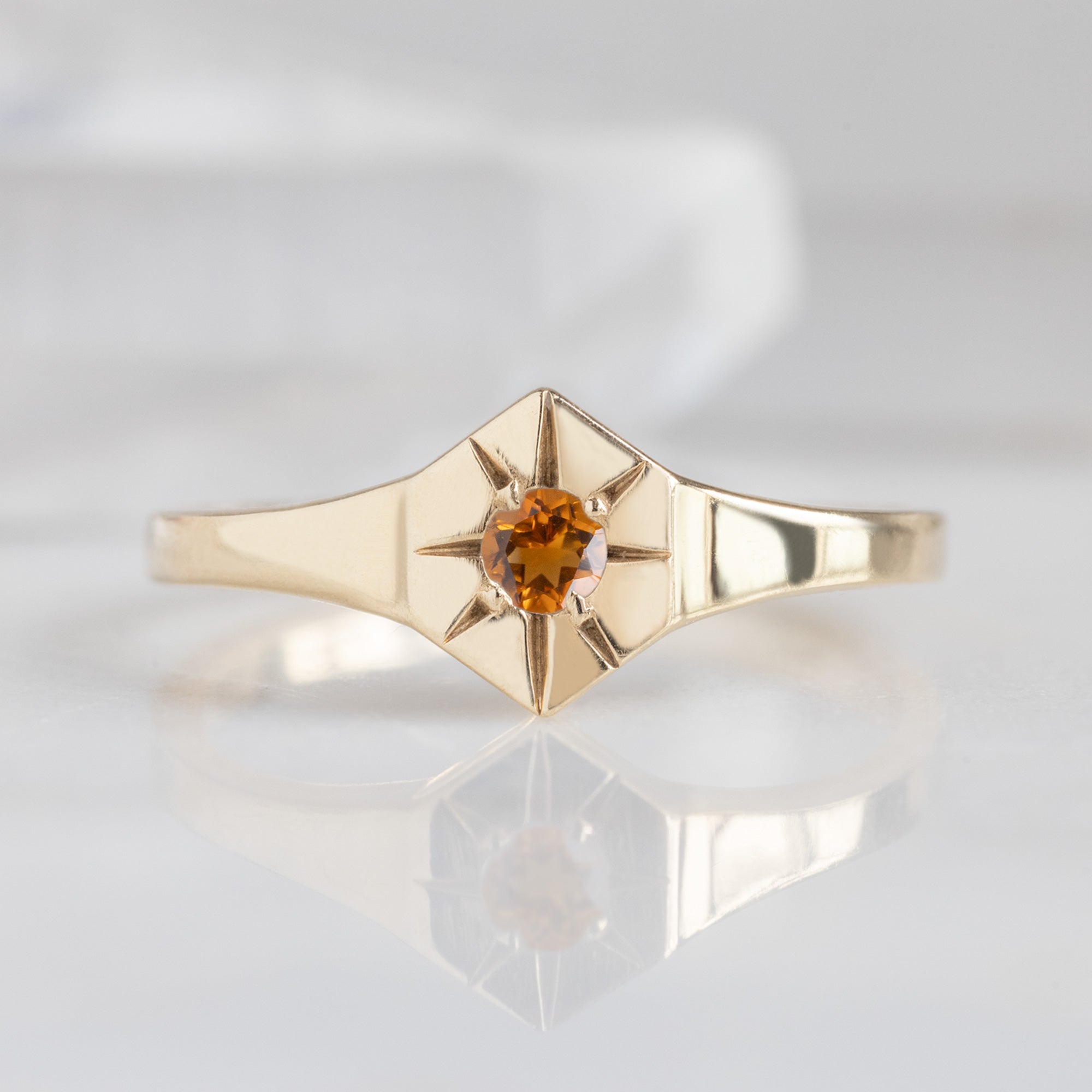 Alexis Russell Rings Citrine Birthstone Signet Ring | Yellow, Rose or White Gold