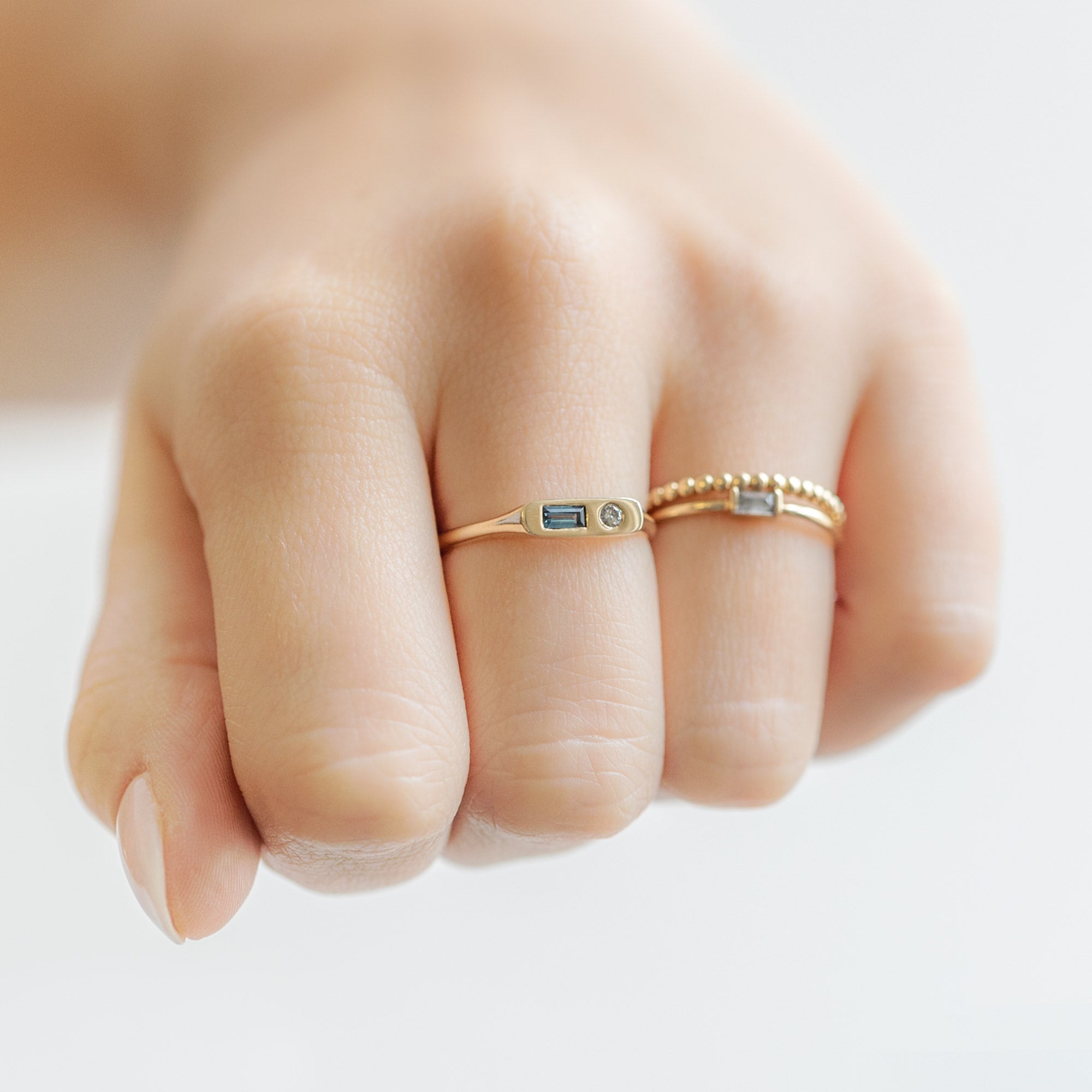 Alexis Russell Rings The Asymmetrical Sapphire + Diamond Signet Ring | Yellow Gold