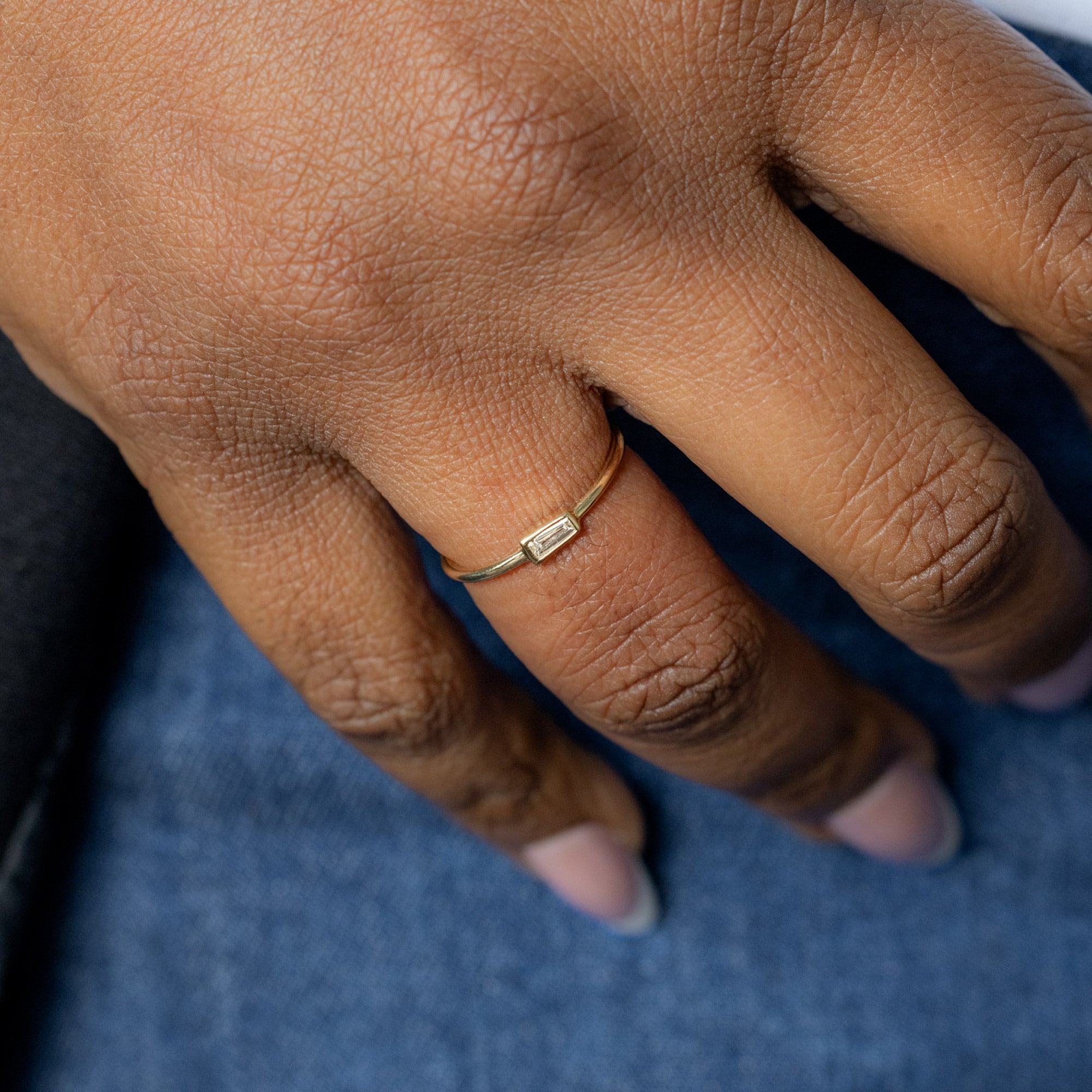 Alexis Russell  Wedding Bands Baguette Diamond Stacking Ring | Yellow Gold