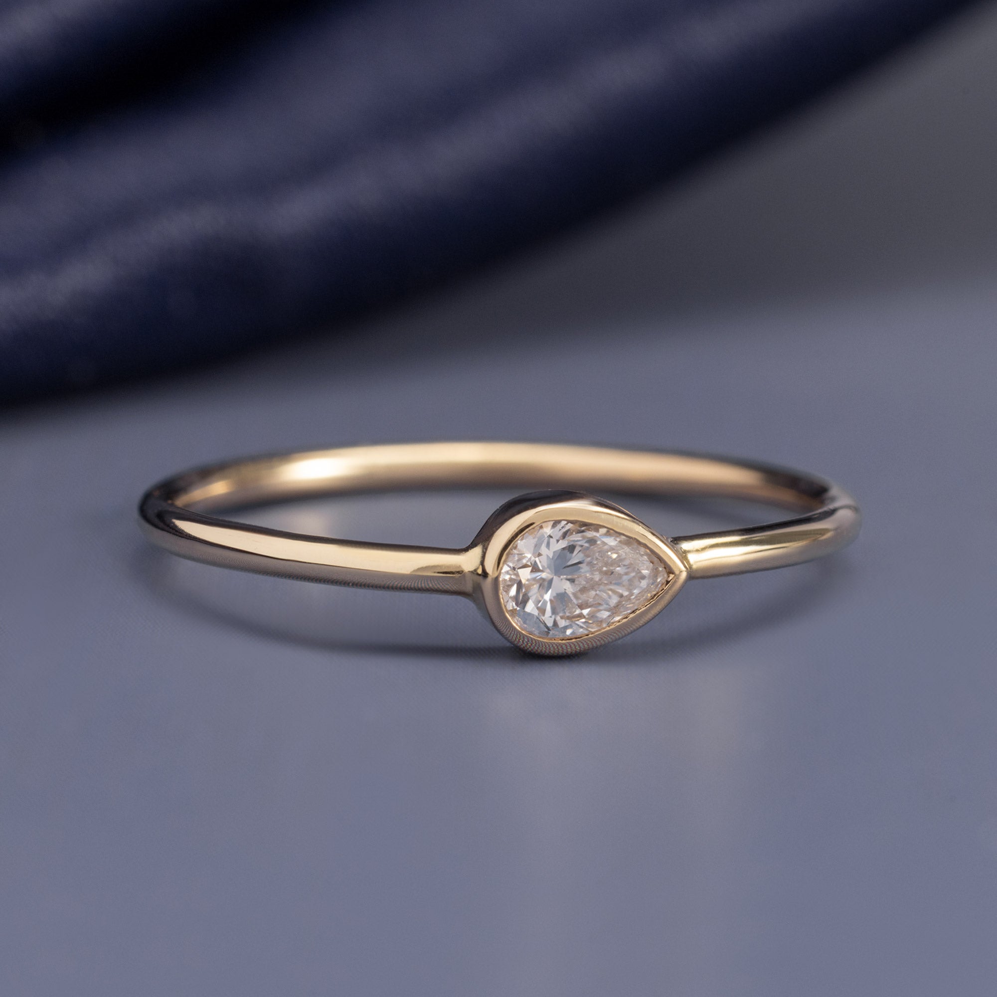 Alexis Russell  Wedding Bands Pear Diamond Stacking Ring | Yellow Gold