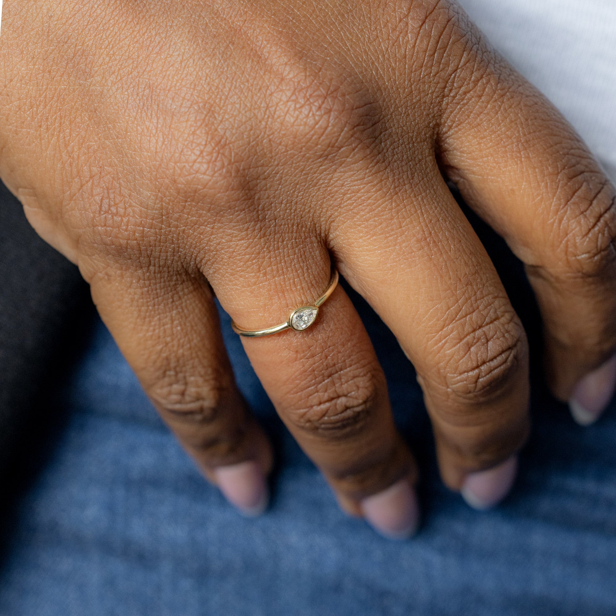 Alexis Russell  Wedding Bands Pear Diamond Stacking Ring | Yellow Gold