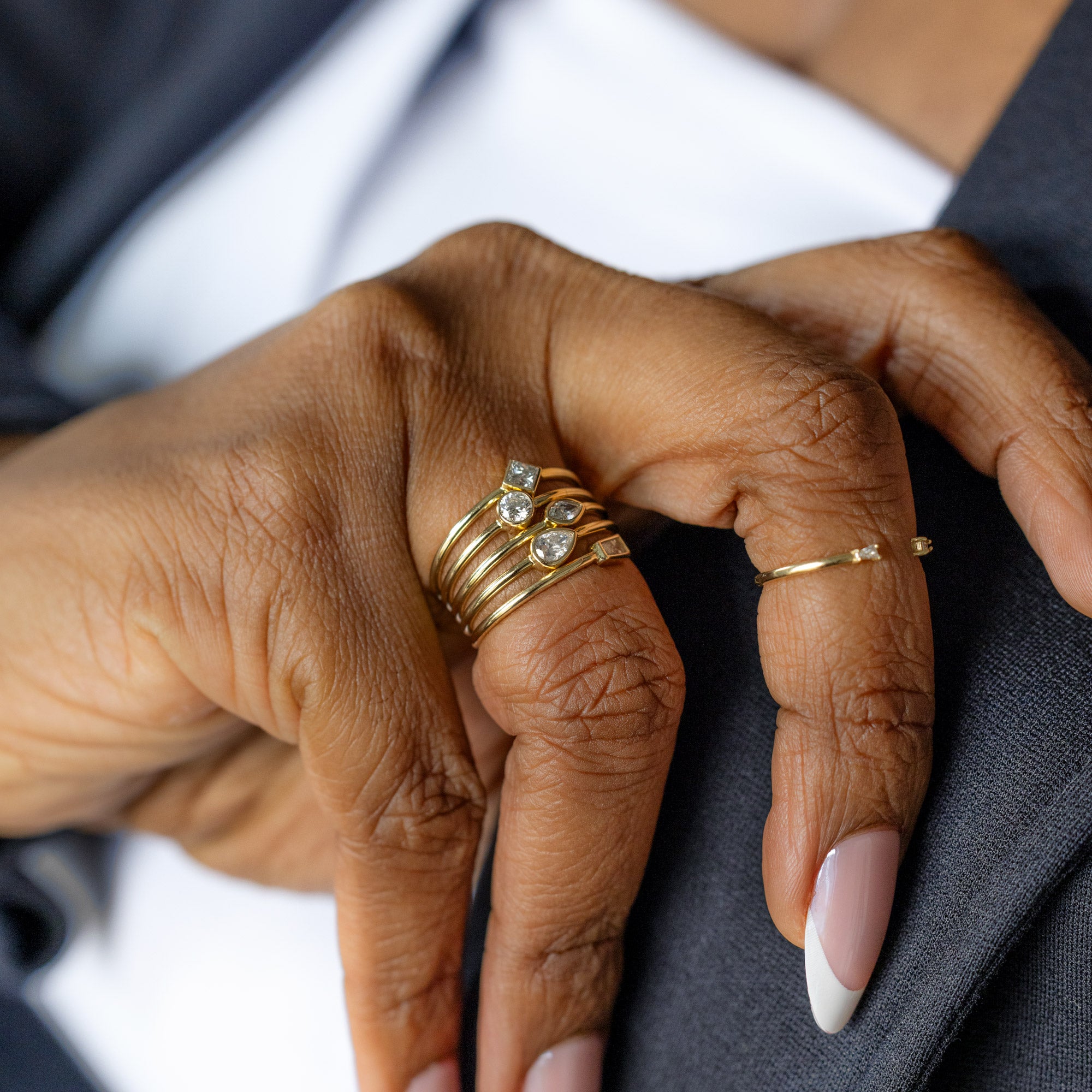 Alexis Russell  Wedding Bands Pear Diamond Stacking Ring | Yellow Gold