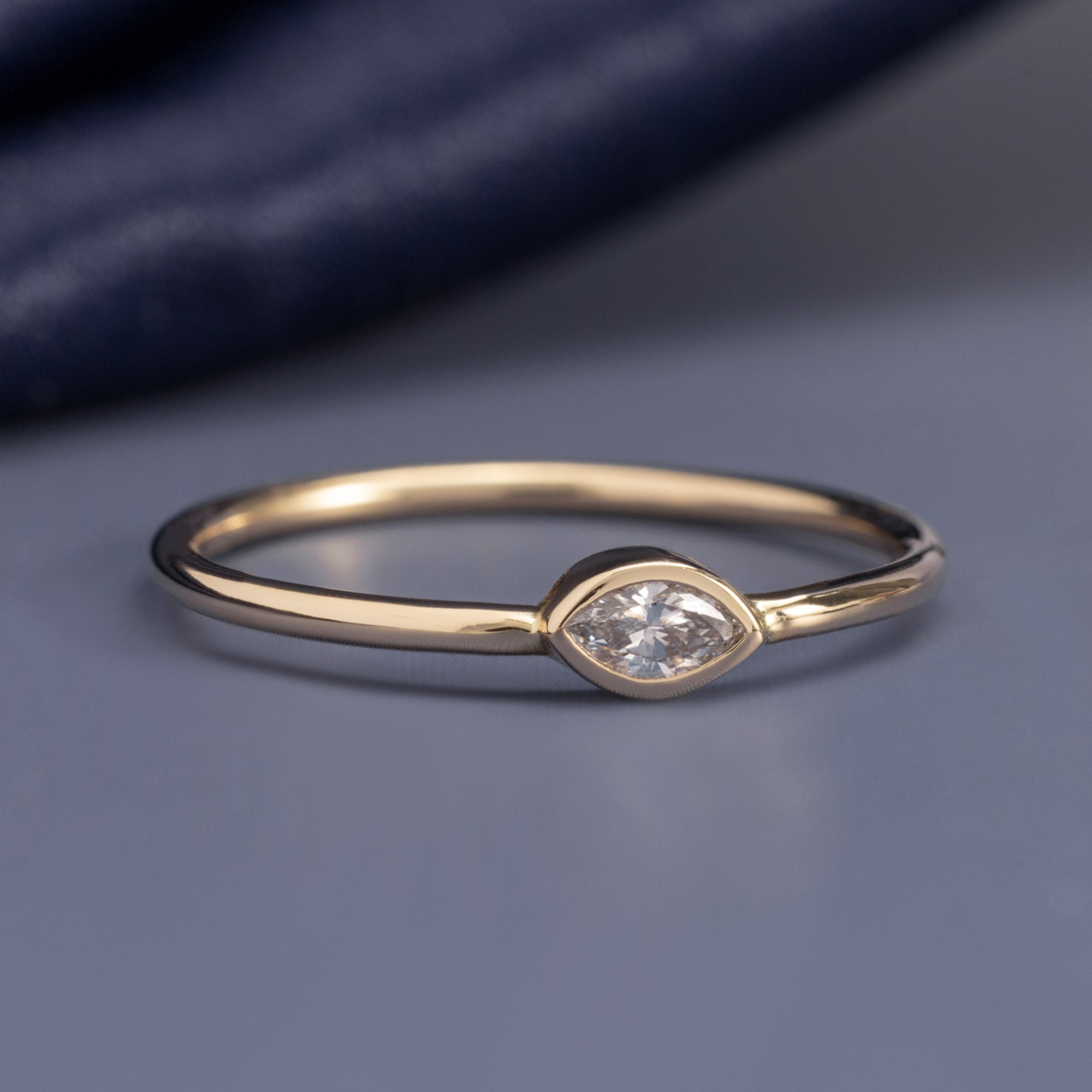Alexis Russell  Wedding Bands Marquise Diamond Stacking Ring | Yellow Gold