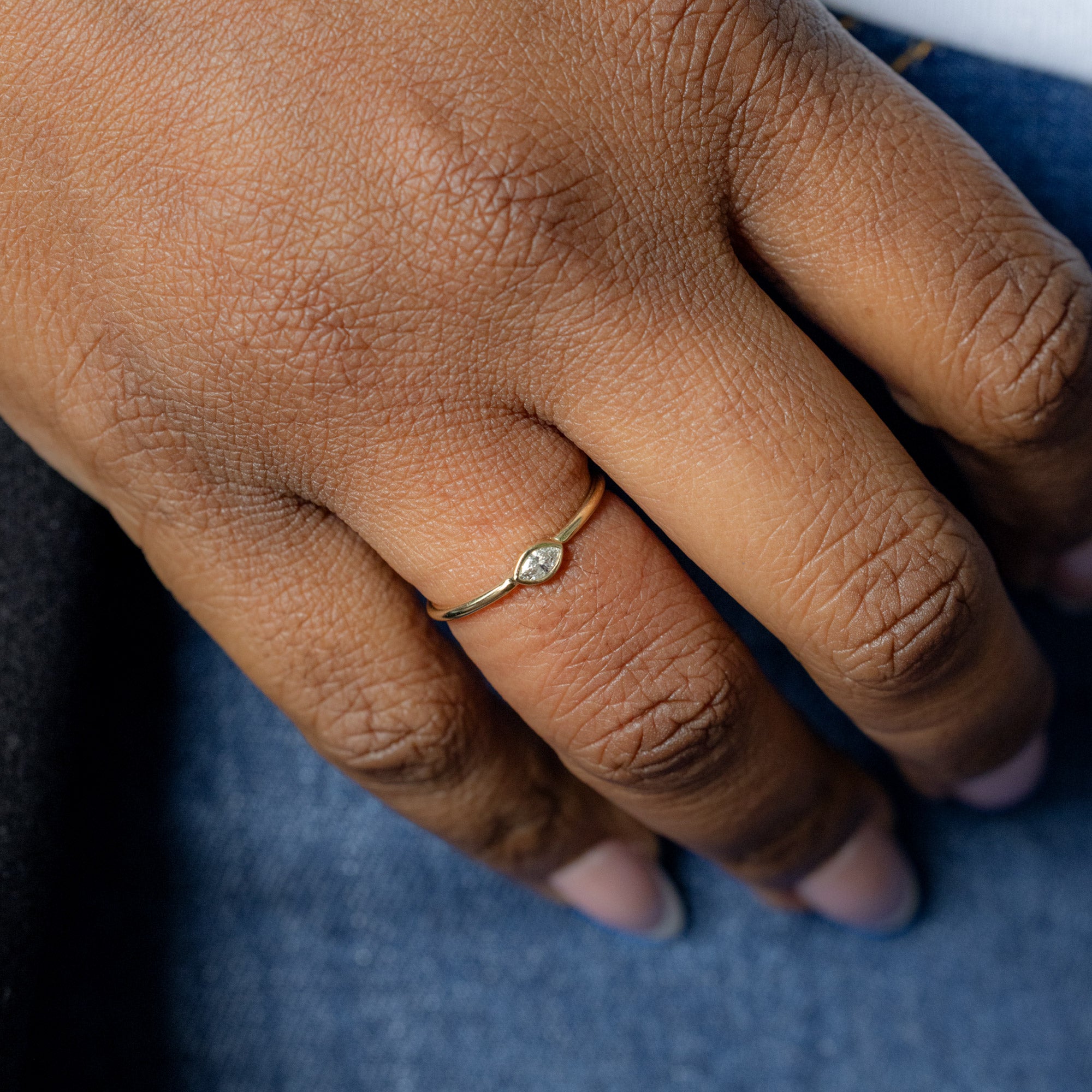 Alexis Russell  Wedding Bands Marquise Diamond Stacking Ring | Yellow Gold