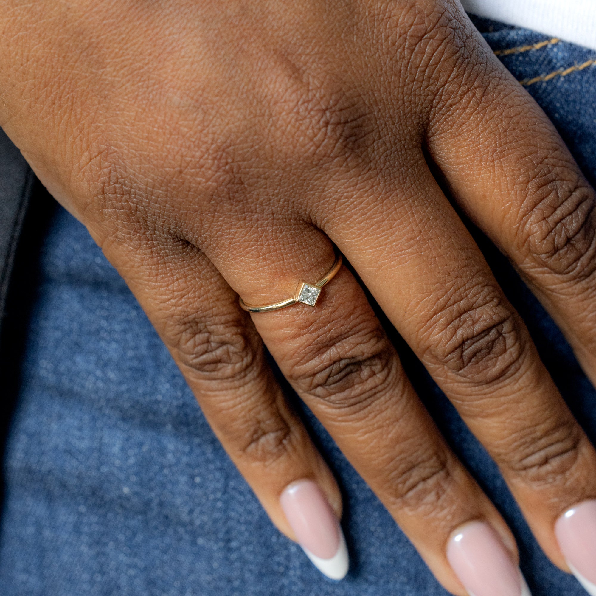 Alexis Russell  Wedding Bands Geometric Diamond Stacking Ring | Yellow Gold