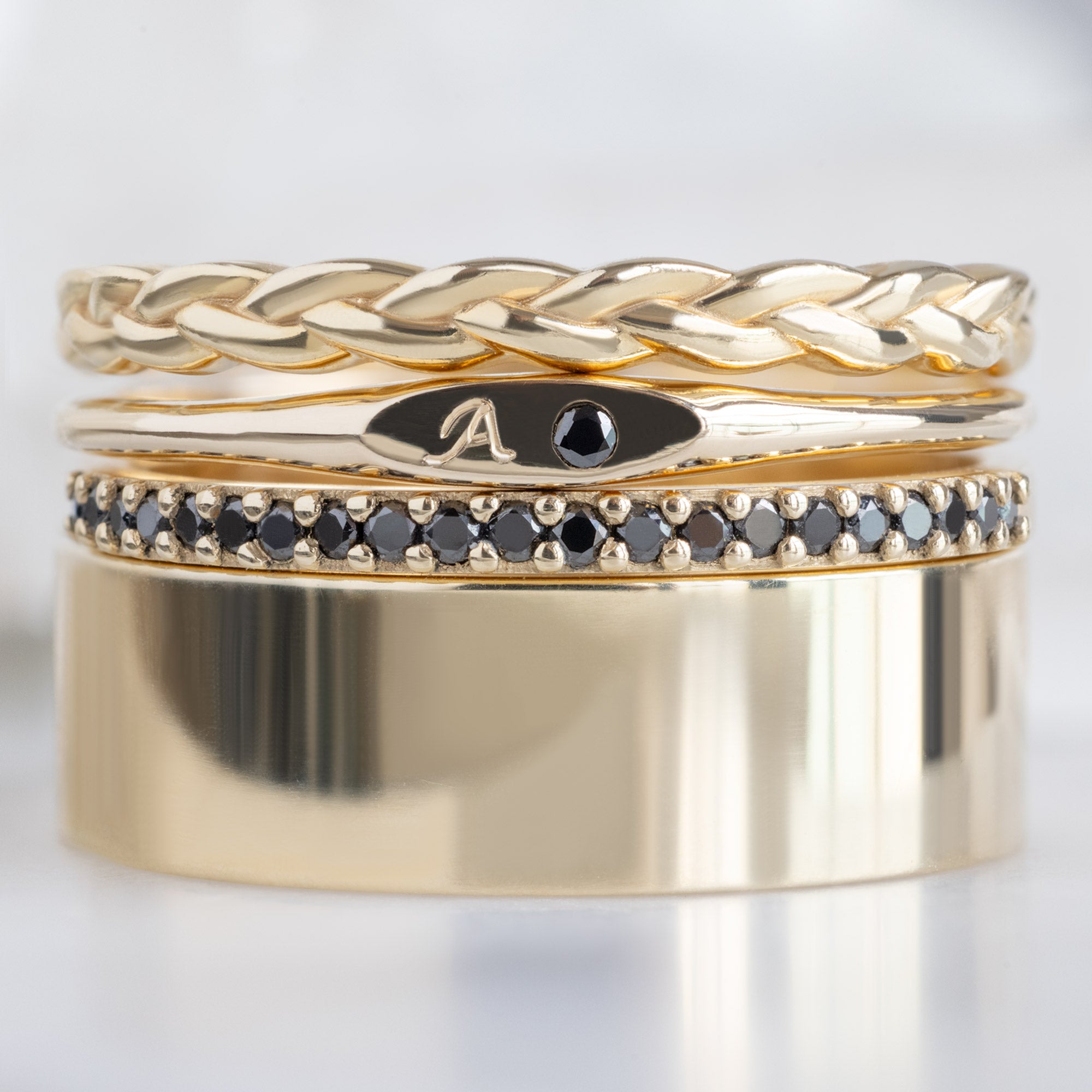 Alexis Russell  Rings The Teensy Black Diamond Signet Ring | Yellow Gold